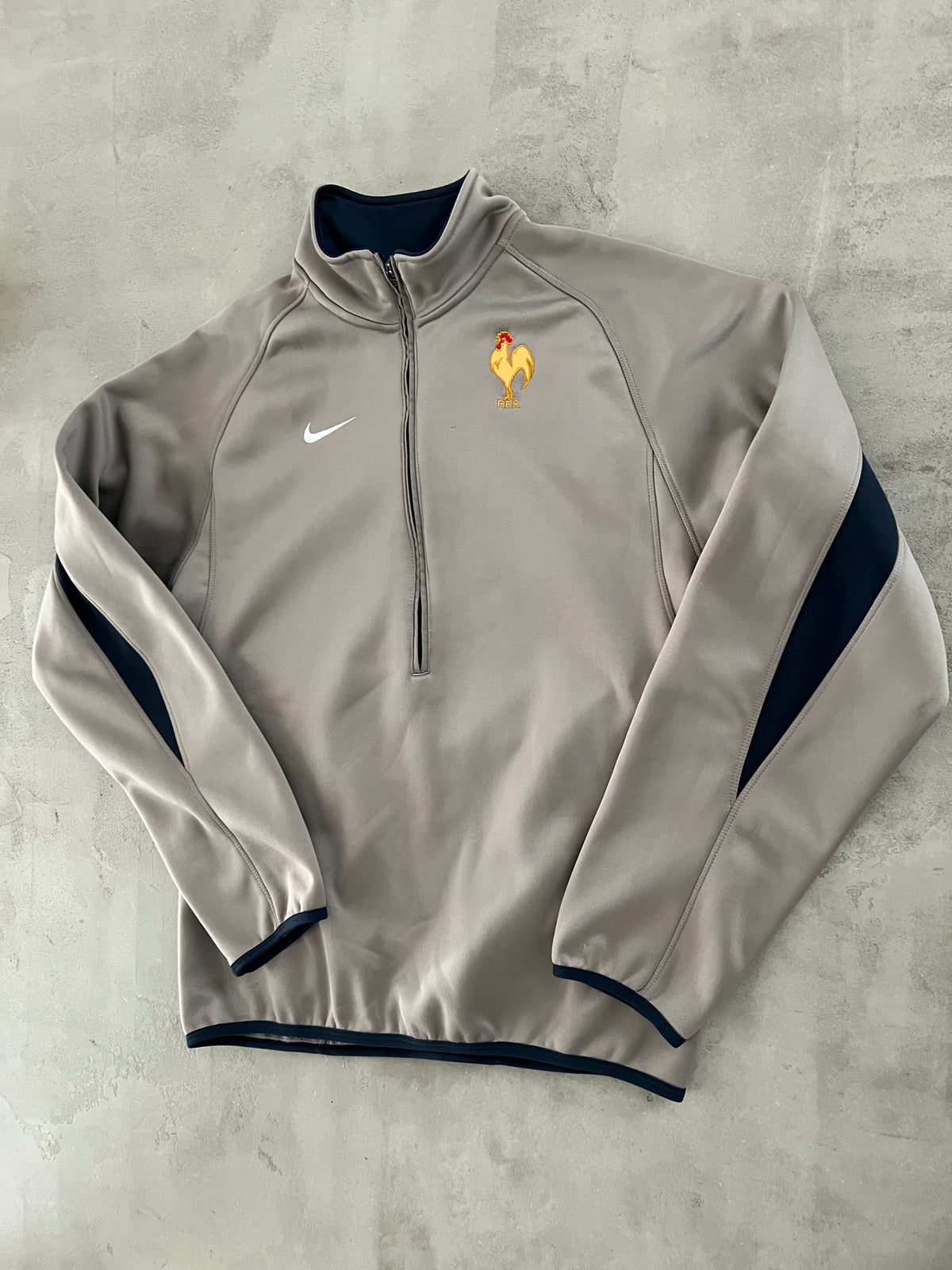 BEIGE FRANCE RUGBY NIKE HALFZIP - 2000S - S/M
