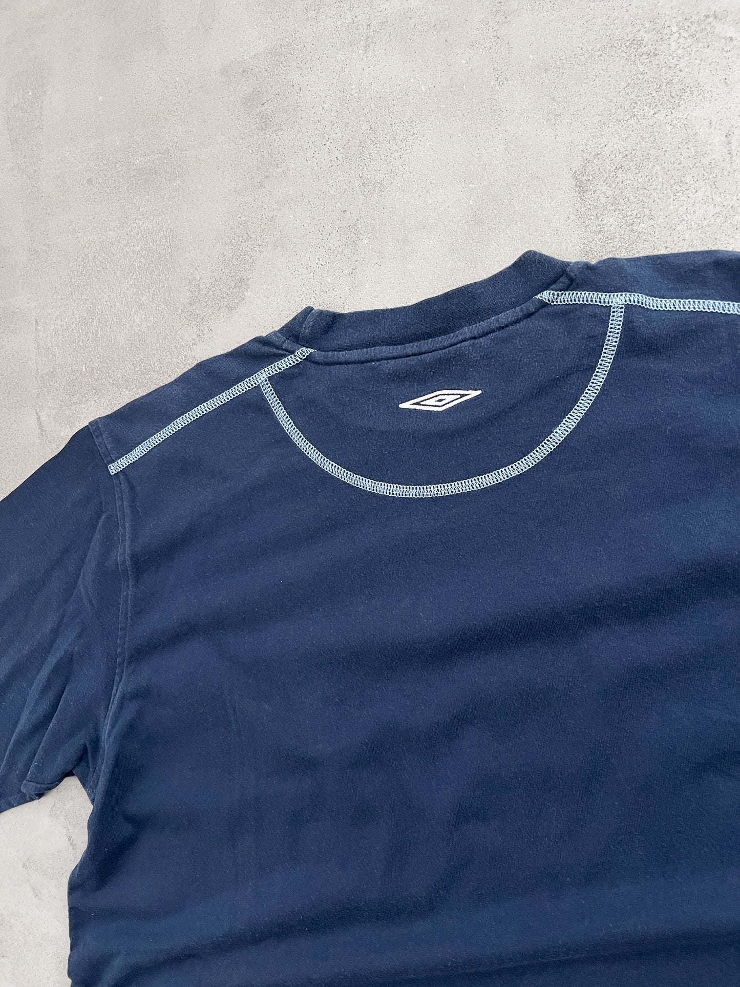 NAVY ENGLAND UMBRO TEE - 1990S - XL