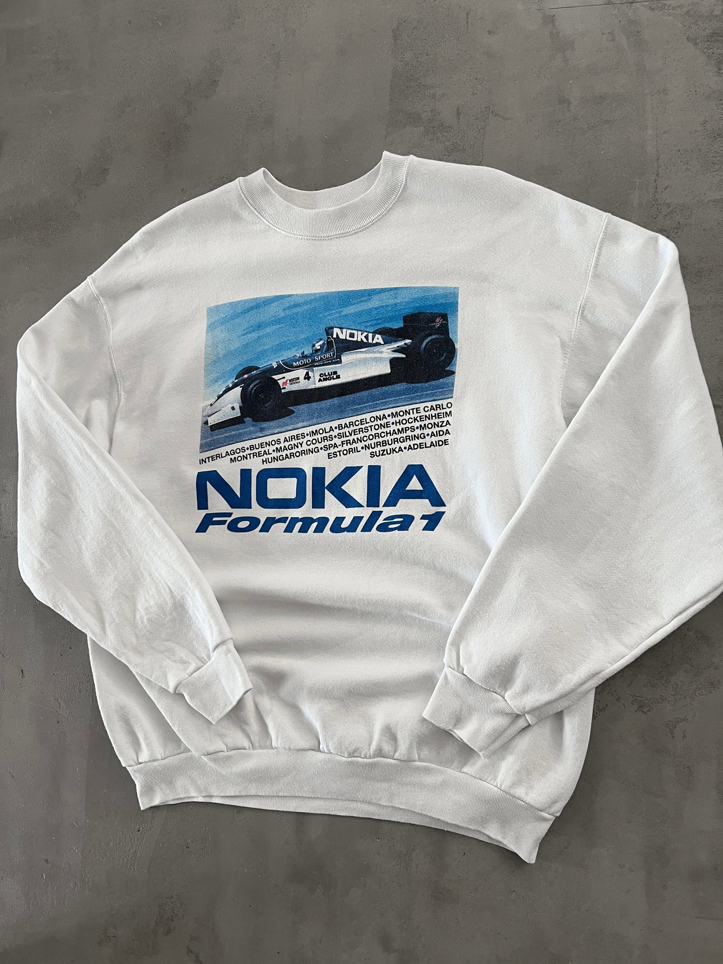 WHITE NOKIA F1 RACING SWEATER - 1990S - L