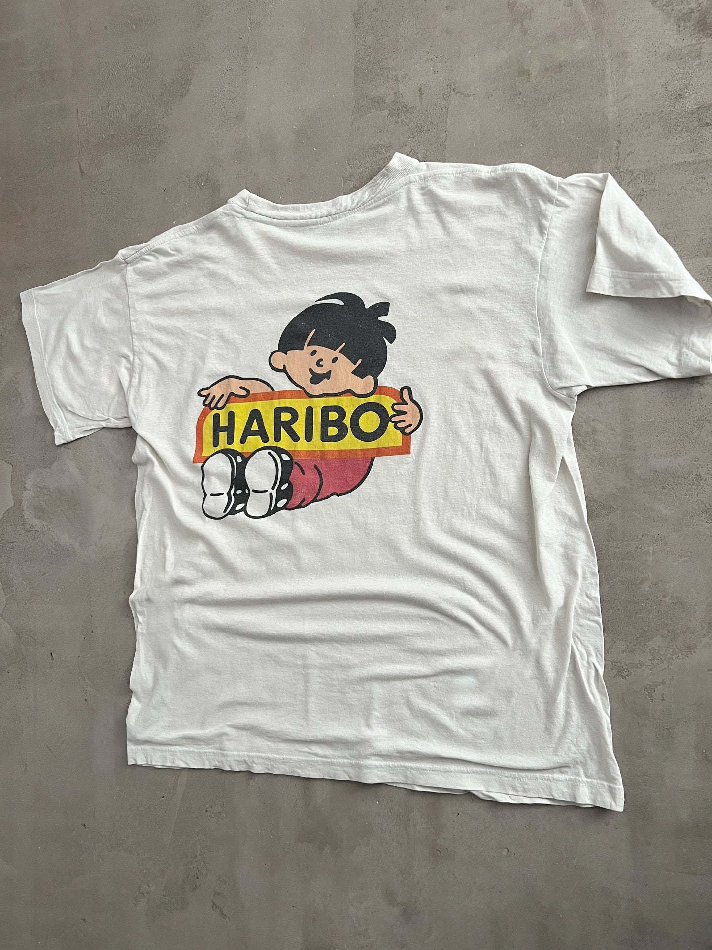 FADED WHITE HARIBO PROMO TEE - 1990S - M/L