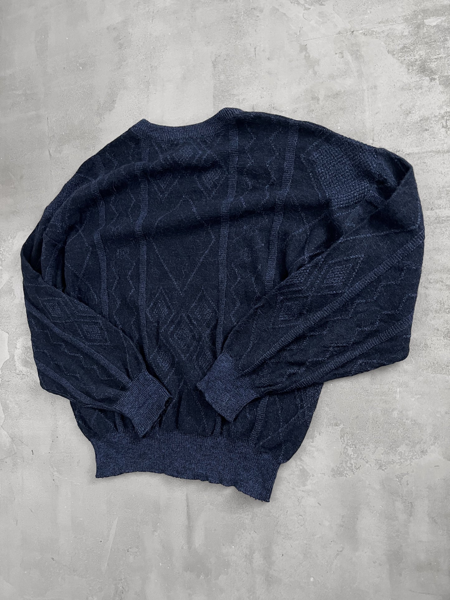 NAVY LACOSTE KNIT SWEATER - 2000S - L