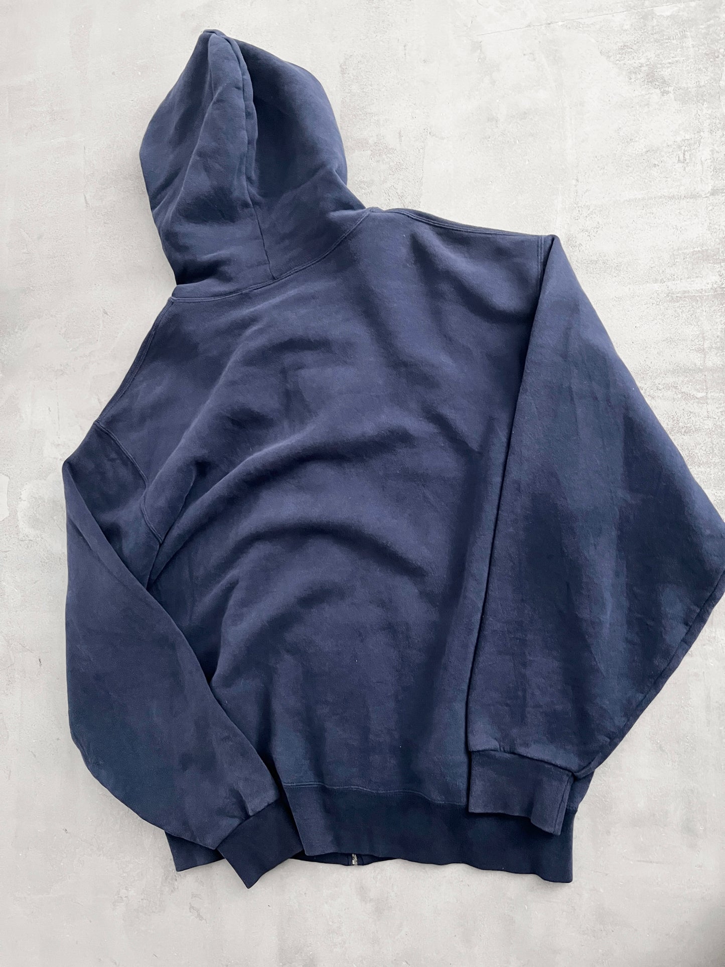 NAVY RUSSELL ZIP UP HOODIE - 2000S - XL/L