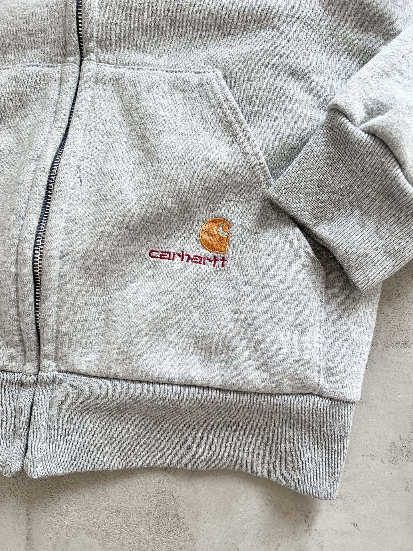 GREY CARHARTT ZIP UP HOODIE - 2000S - XL