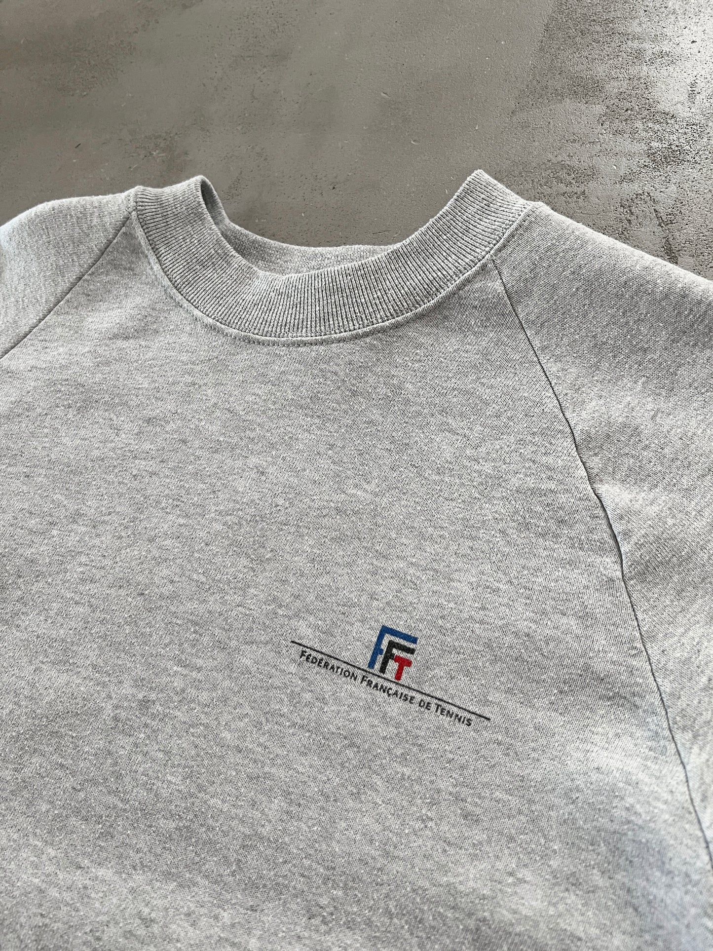 GREY DAVIS CUP FRANCE TENNIS SWEATER - 2000S - S