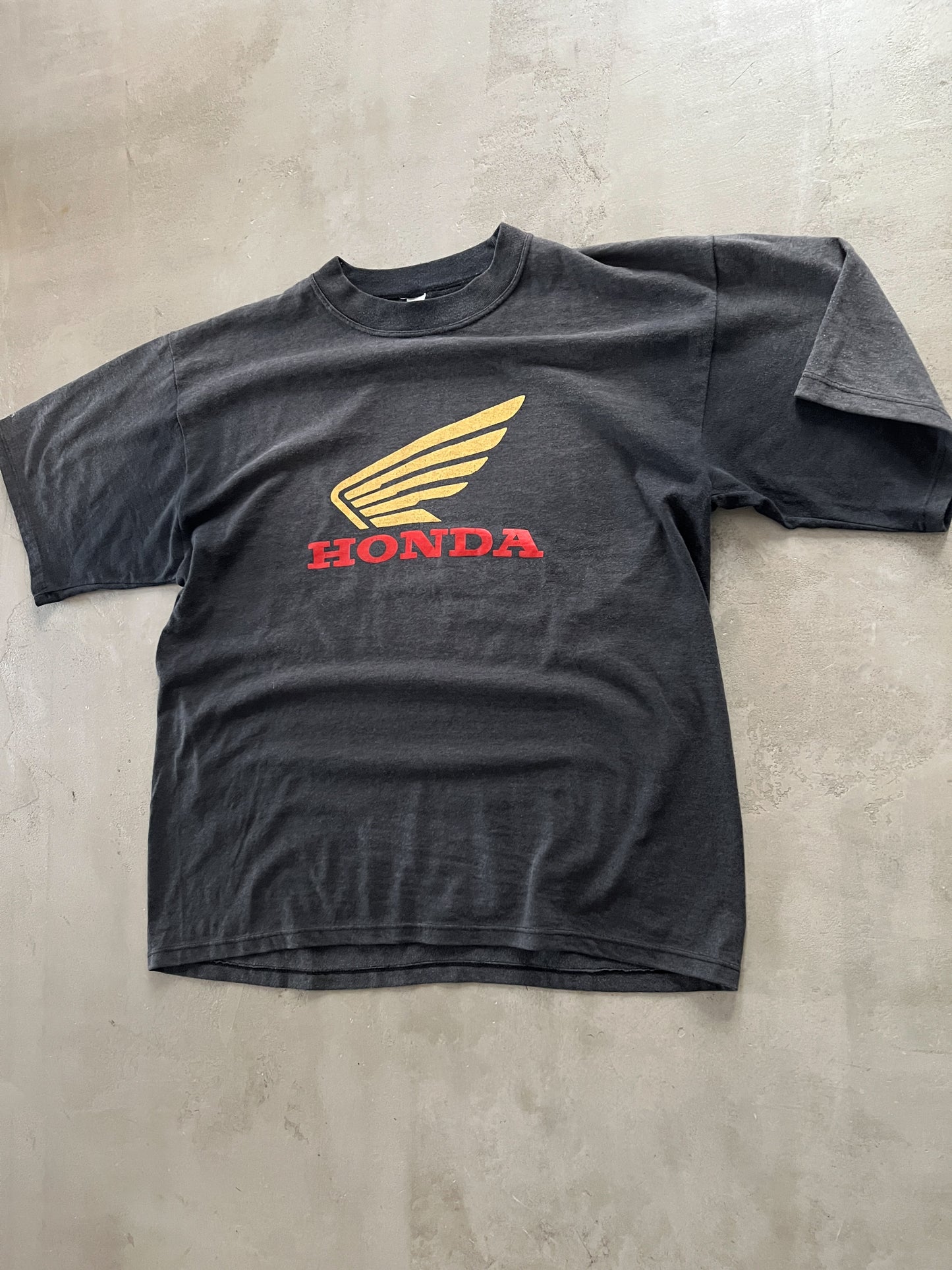 FADED BLACK HONDA TEE - 1990S - M