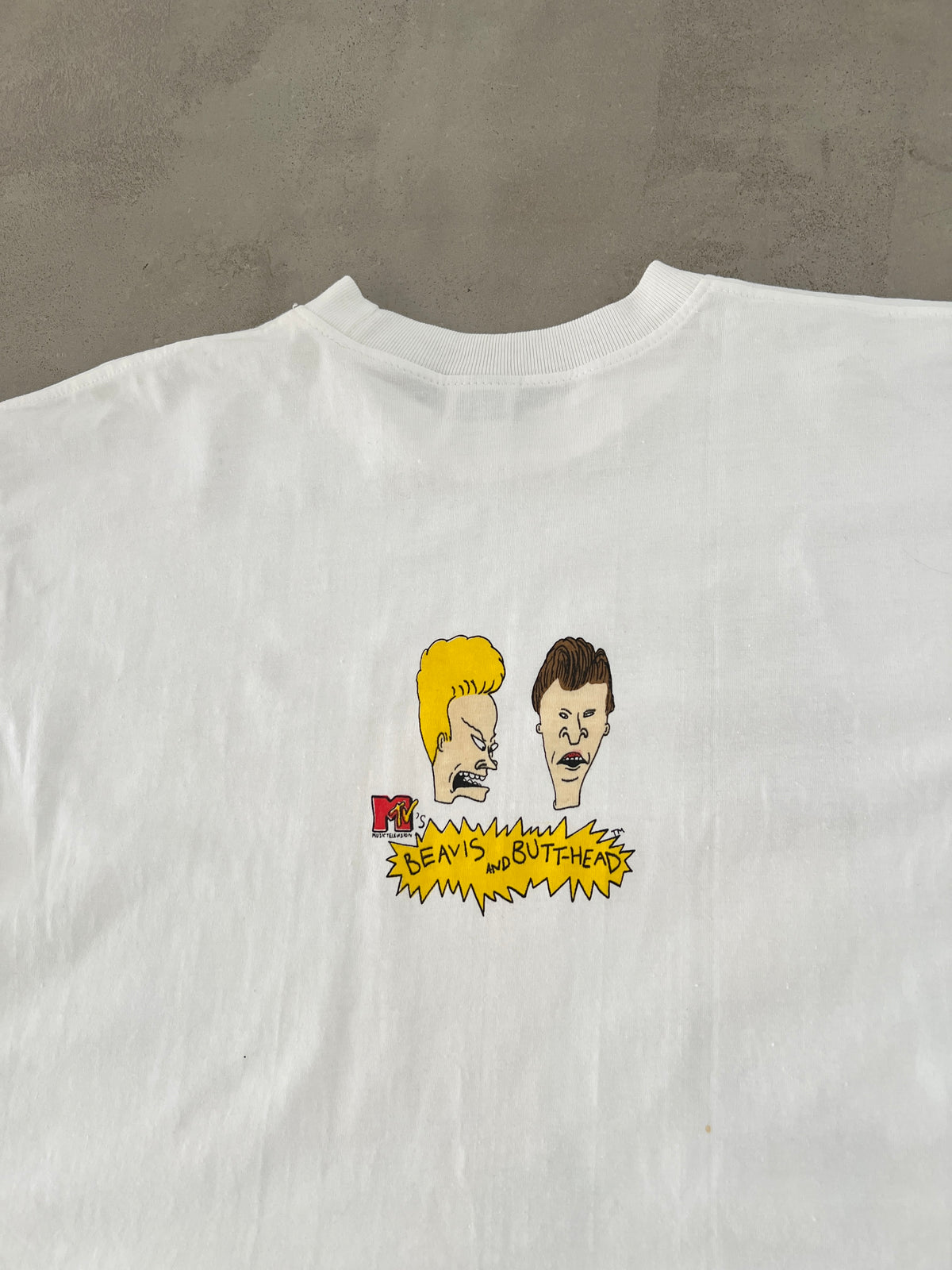 WHITE BEAVIS BUTTHEAD MTV TEE - 2000S - L/M