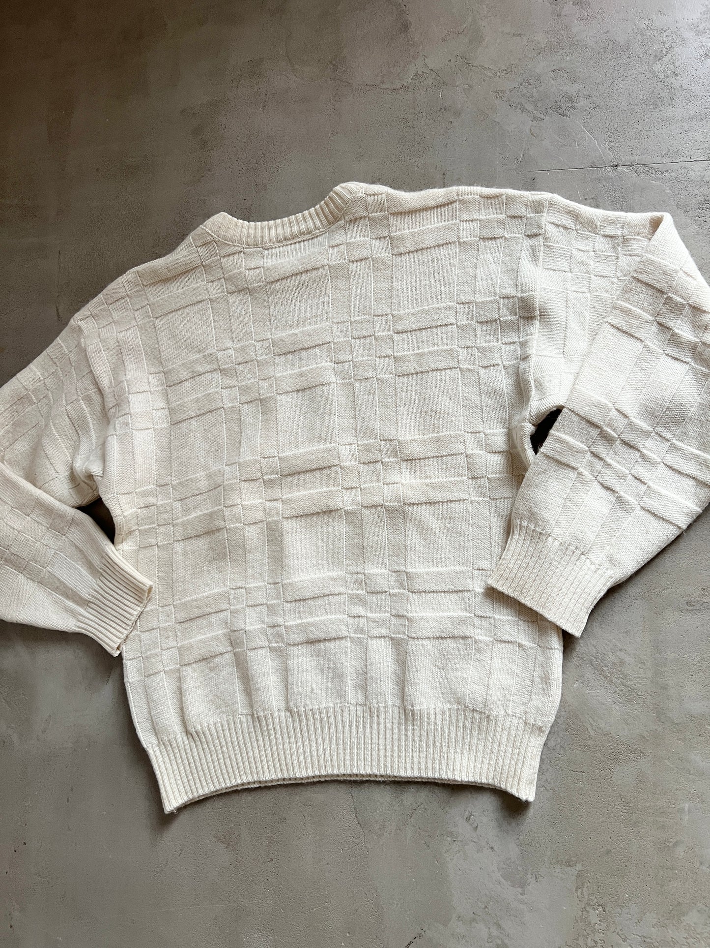 CREME LACOSTE KNIT SWEATER - 1990S - XS