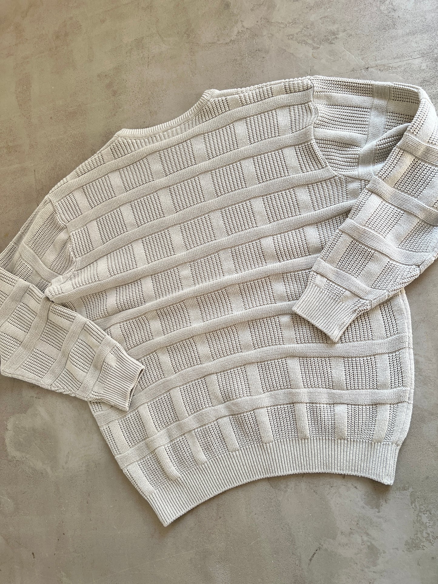 CREME LACOSTE KNIT SWEATER - 2000S - M