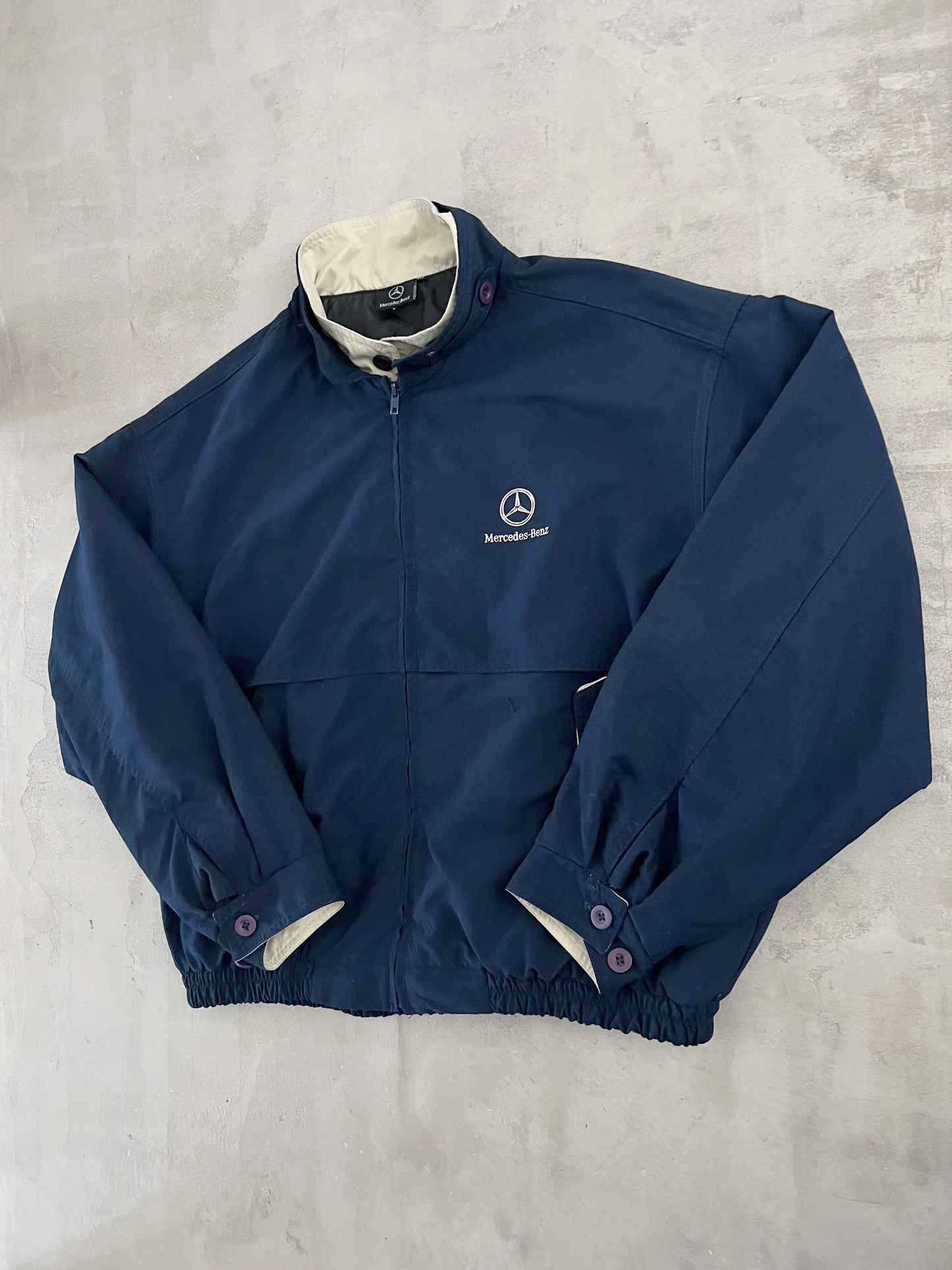 NAVY MERCEDES BENZ JACKET - 1990S - XL