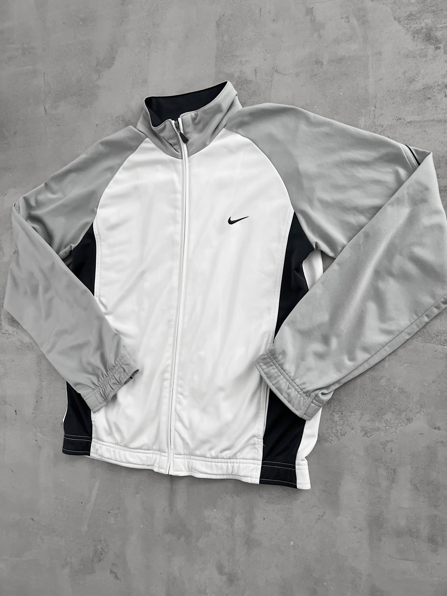 WHITE/GREY NIKE TRACK JACKET - 2000S - M/S