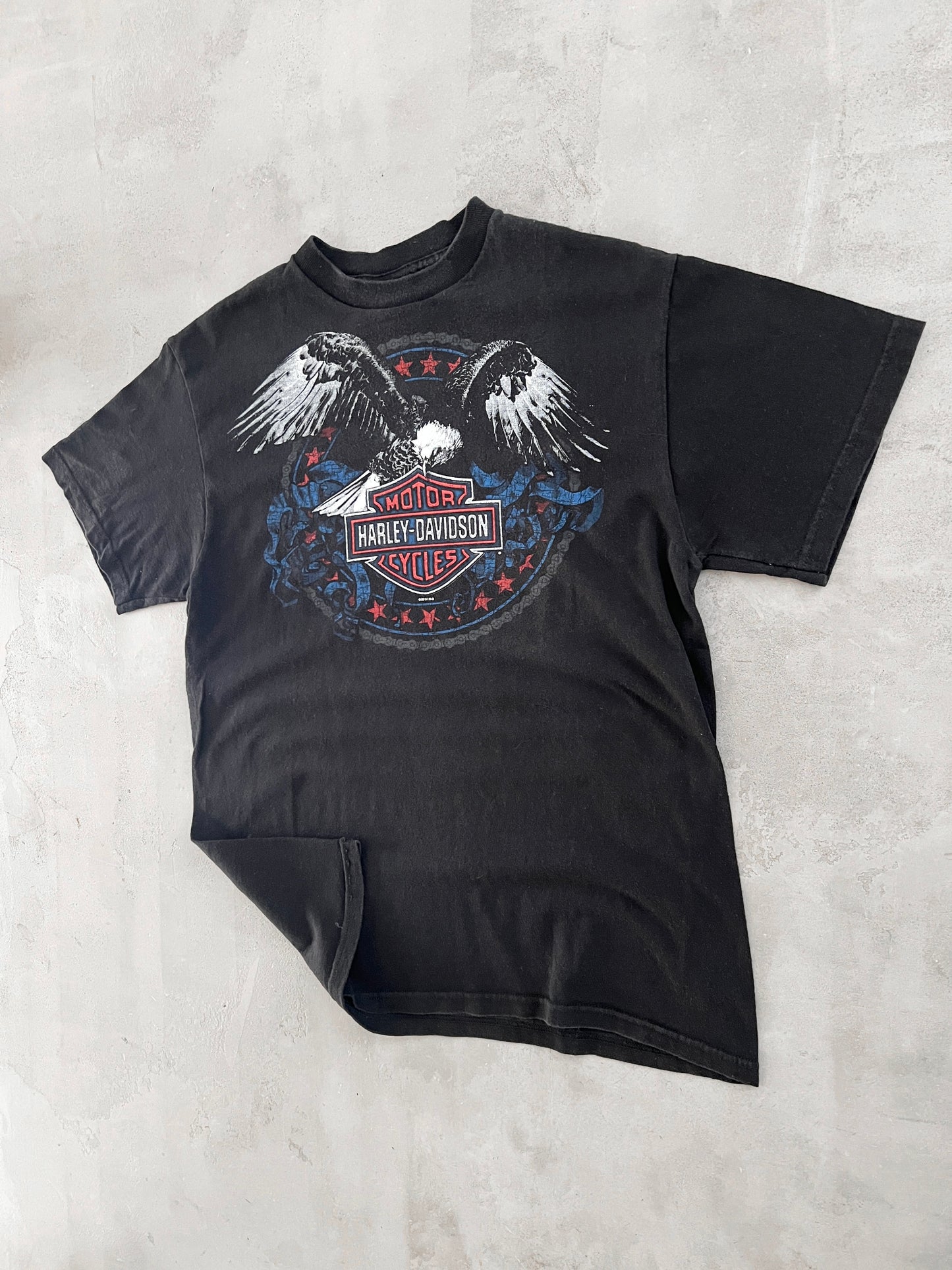 BLACK HARLEY DAVIDSON TEE - 1990S - M