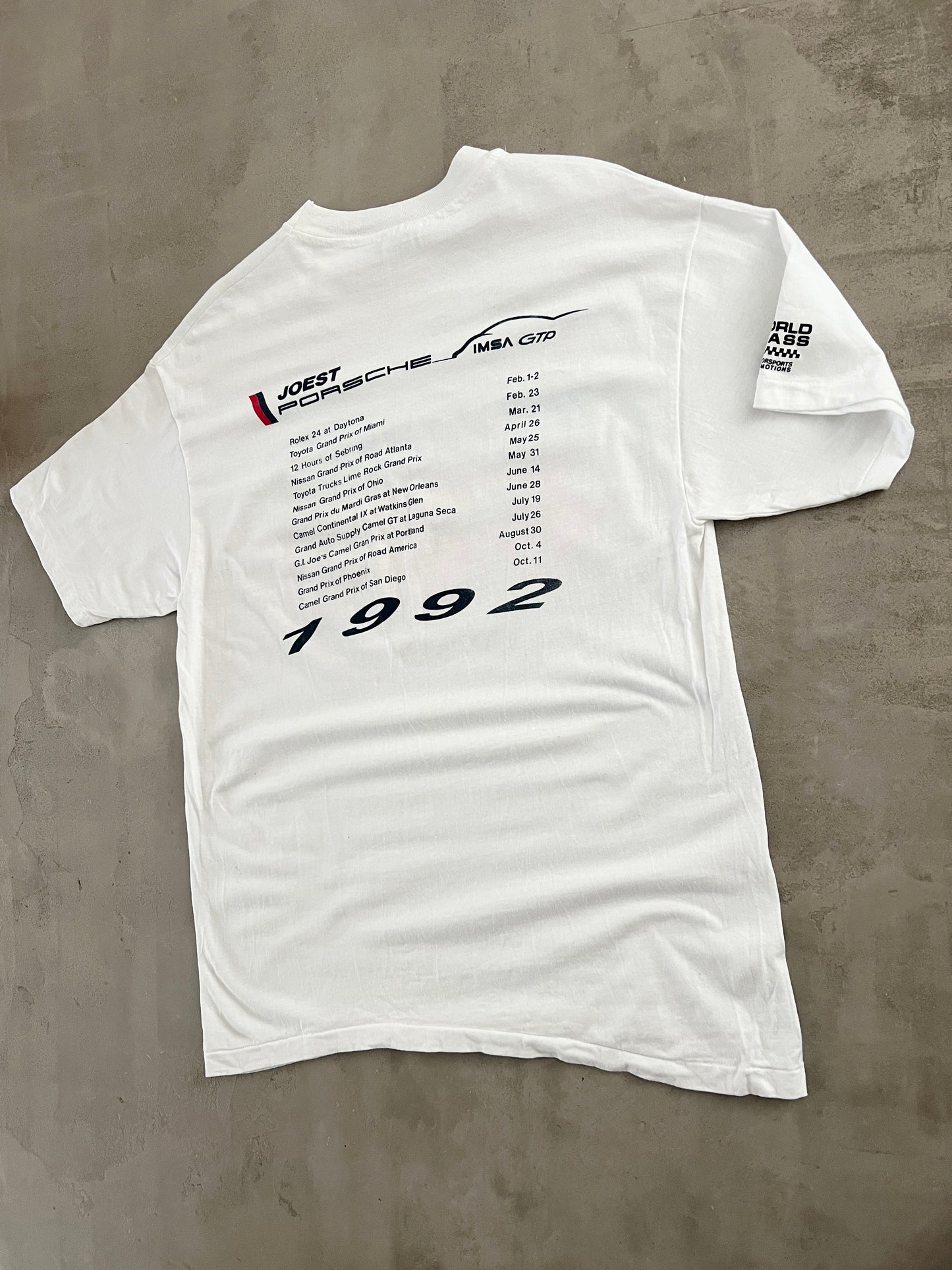 WHITE PORSCHE DAYTONA RACING TEE - 1992 - XL
