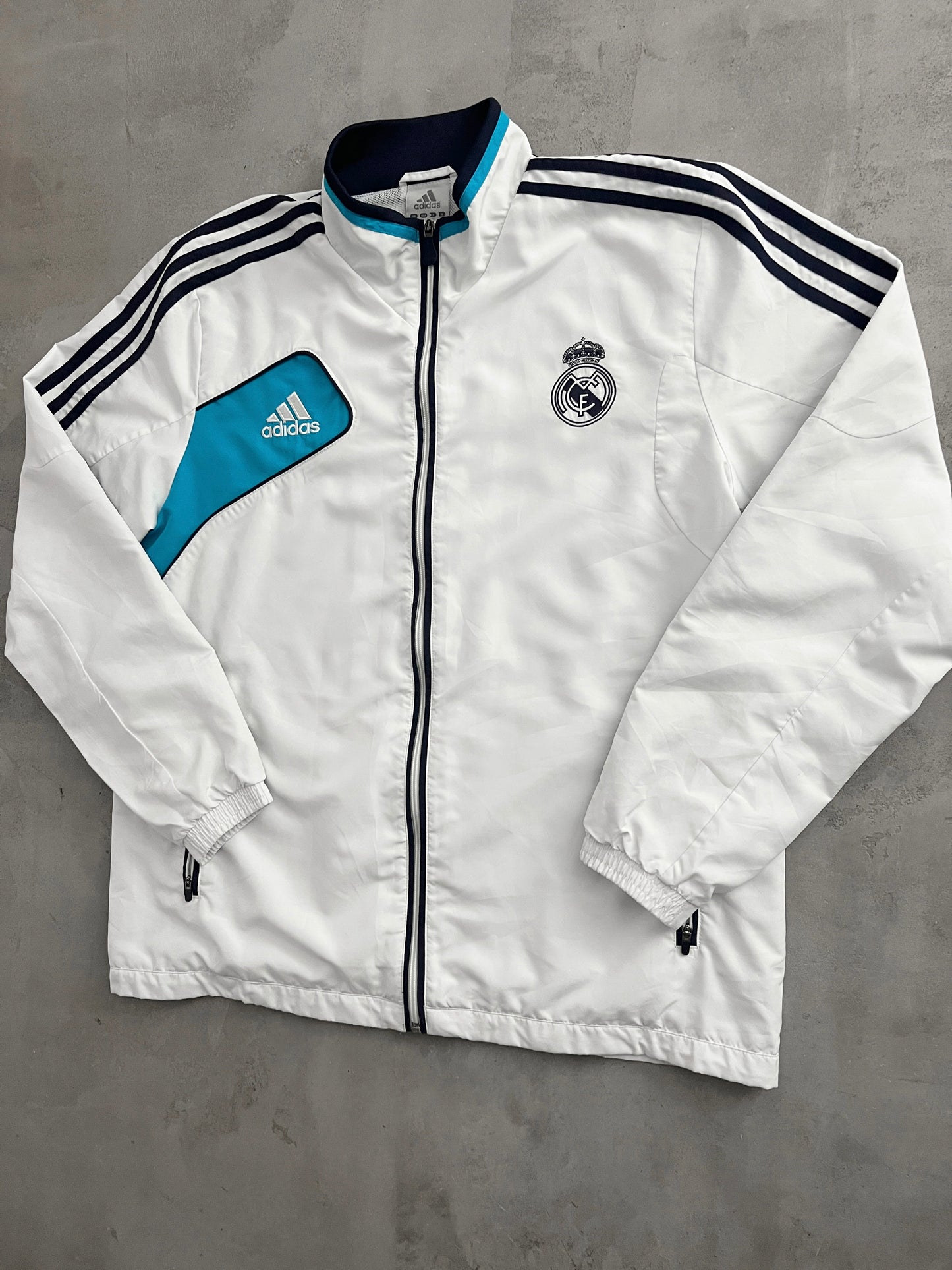 WHITE REAL MADRID TRACK JACKET - 2000S - L