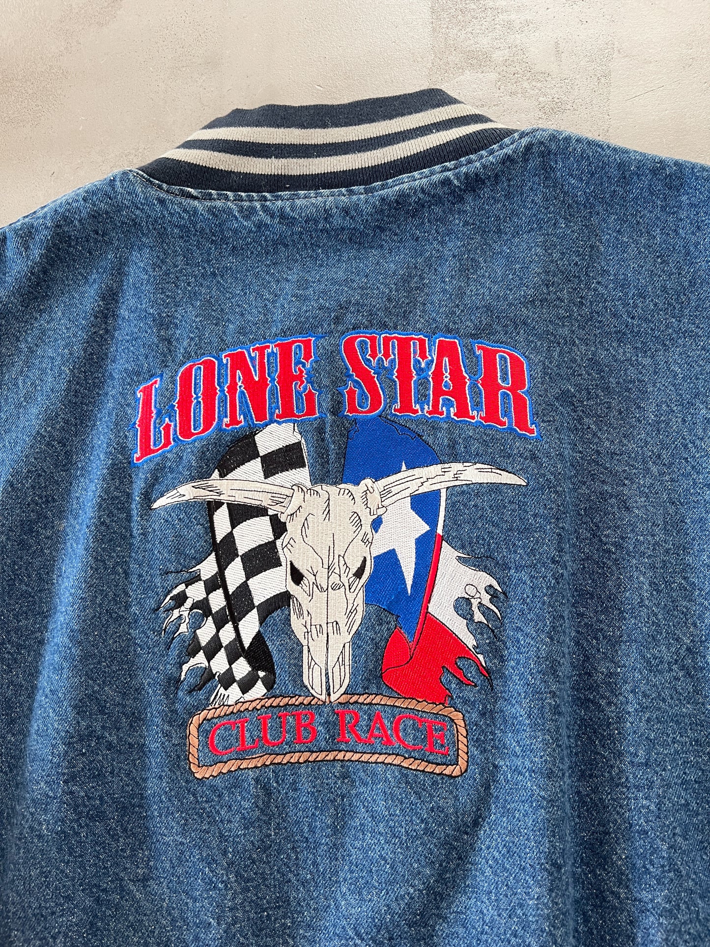 JEANS BLUE PORSCHE CLUB AMERICA JACKET - 1990S - L/XL