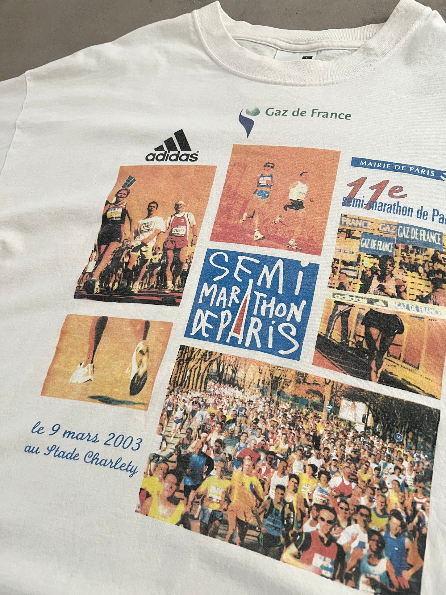 WHITE PARIS MARATHON TEE - 2003 - L