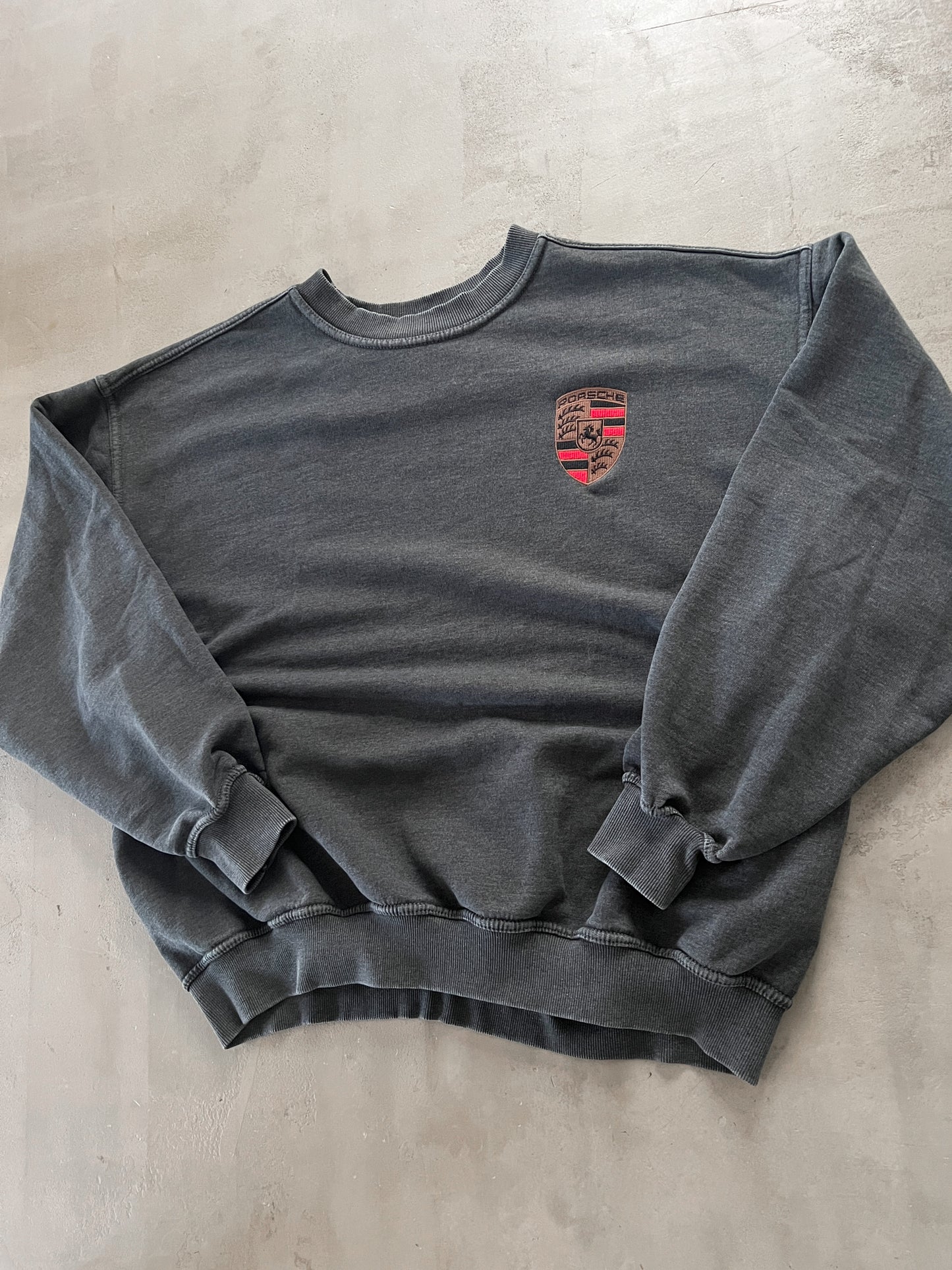 GREY PORSCHE SWEATER - 1990S - L