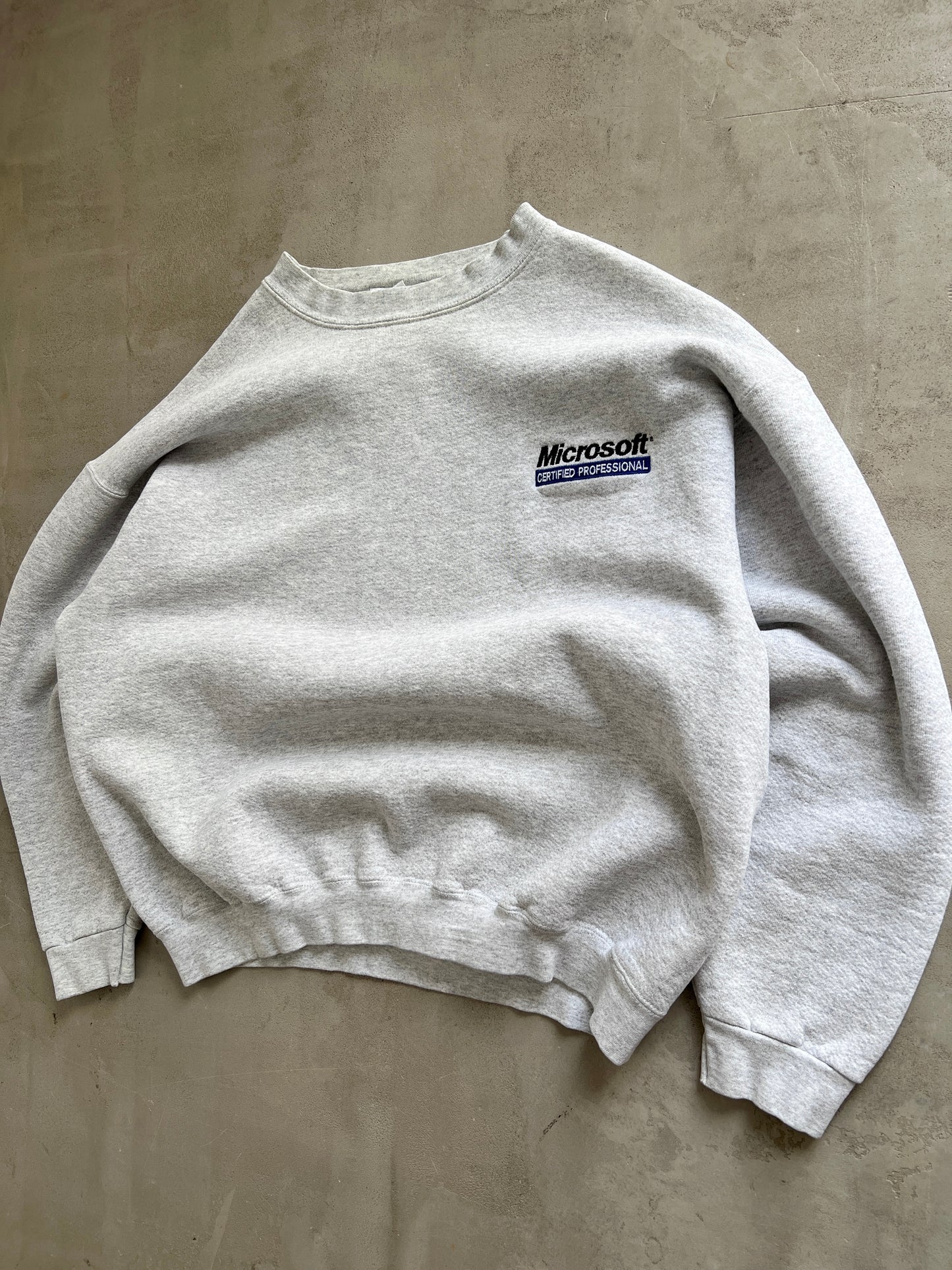 GREY MICROSOFT PROMO SWEATER - 1990S - M