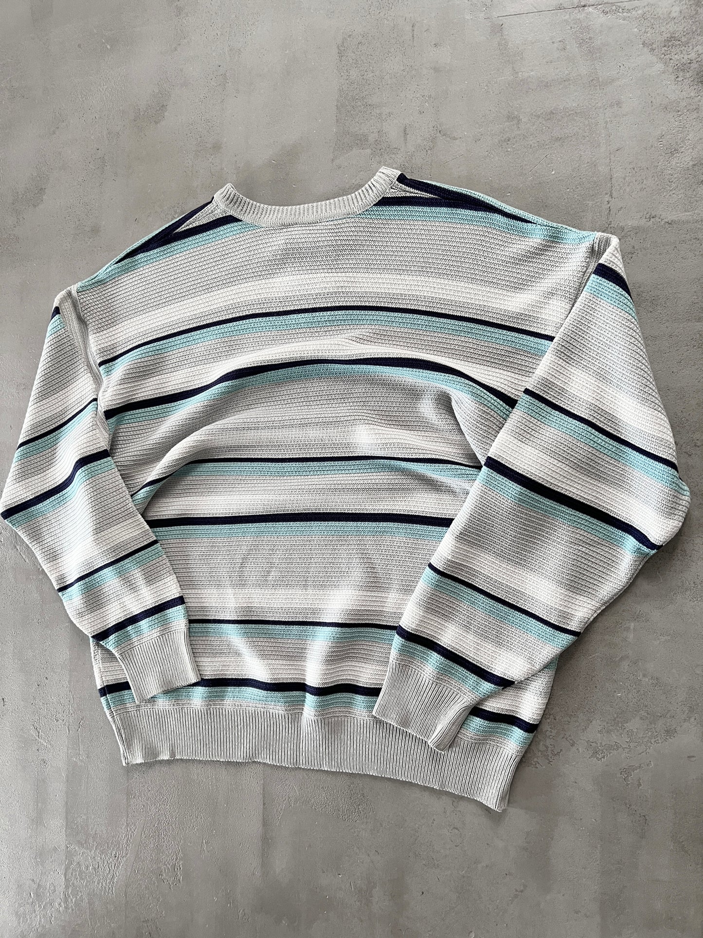 GREY/BABY BLUE LACOSTE KNIT - 2000S - M