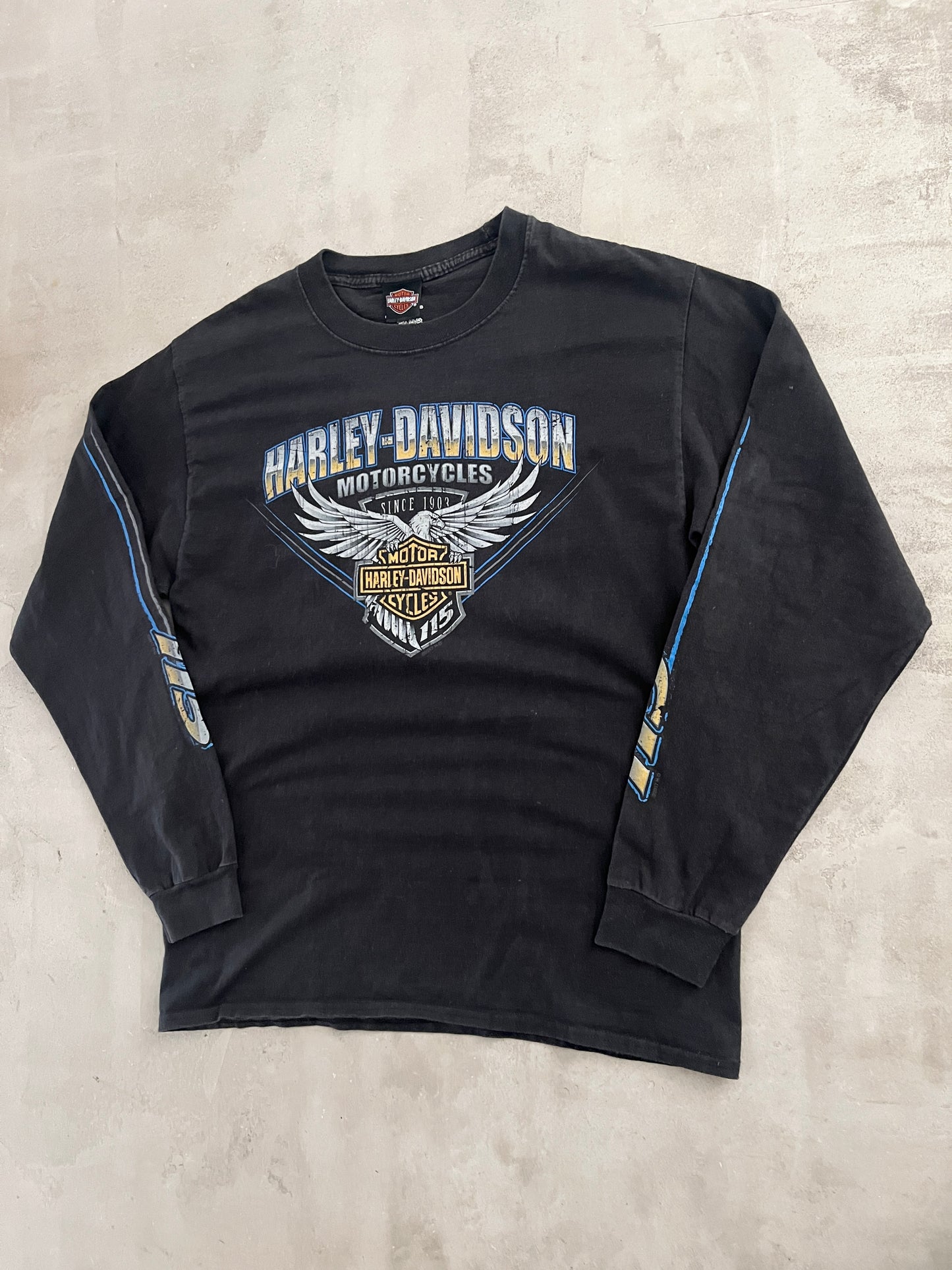 BLACK HARLEY DAVIDSON LONGSLEEVE - 1990S - L/M