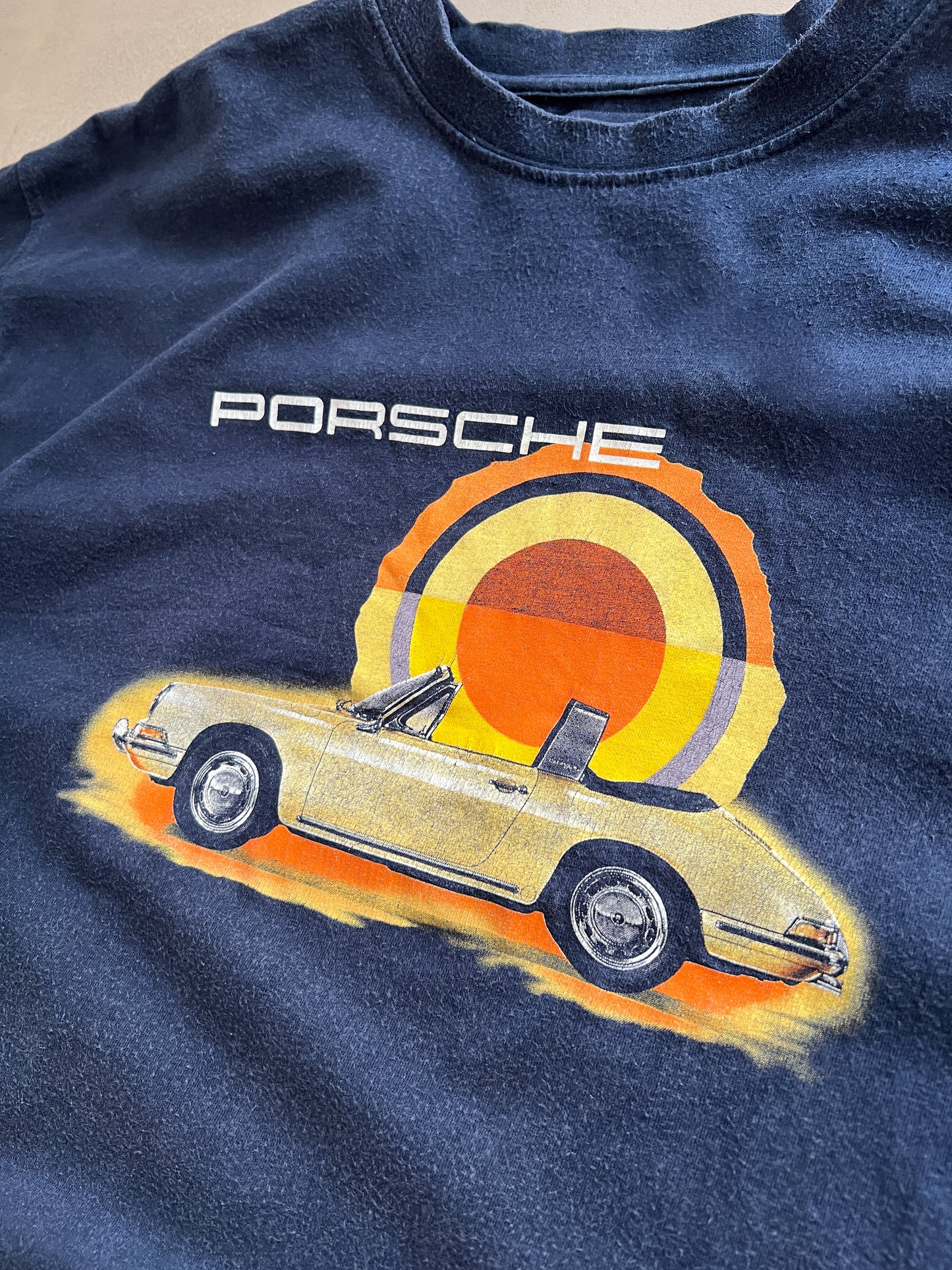 FADED NAVY PORSCHE TEE - 1990S - L