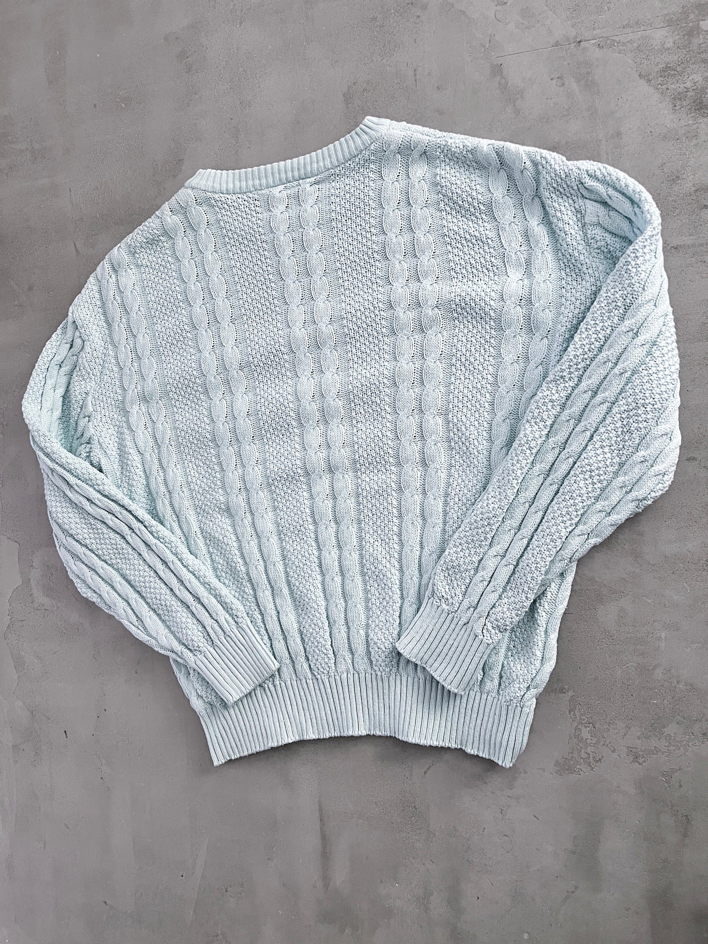 BABY BLUE LACOSTE KNIT - 1990S - L/M