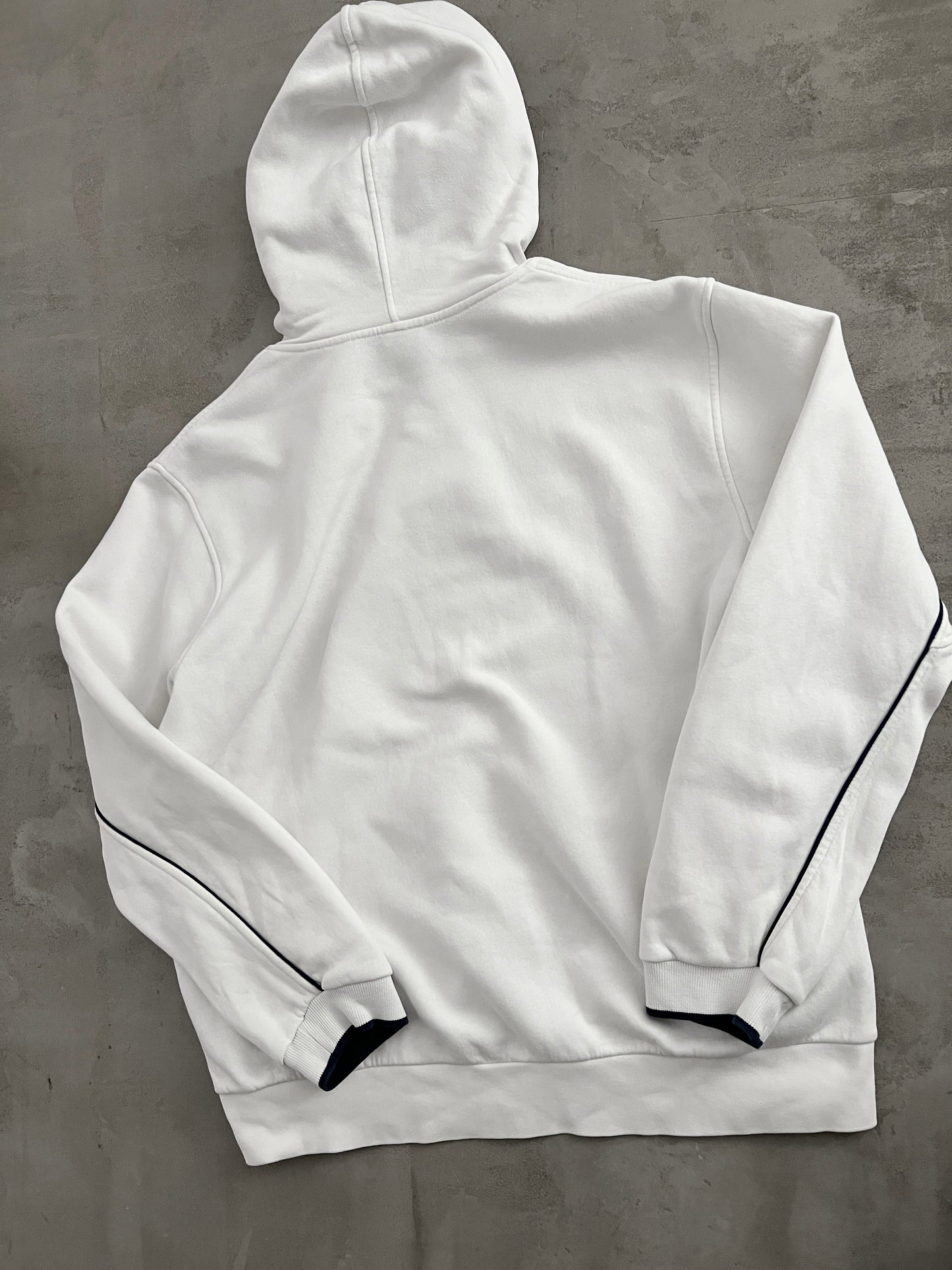 WHITE/NAVY NIKE HOODIE - 2000S - L