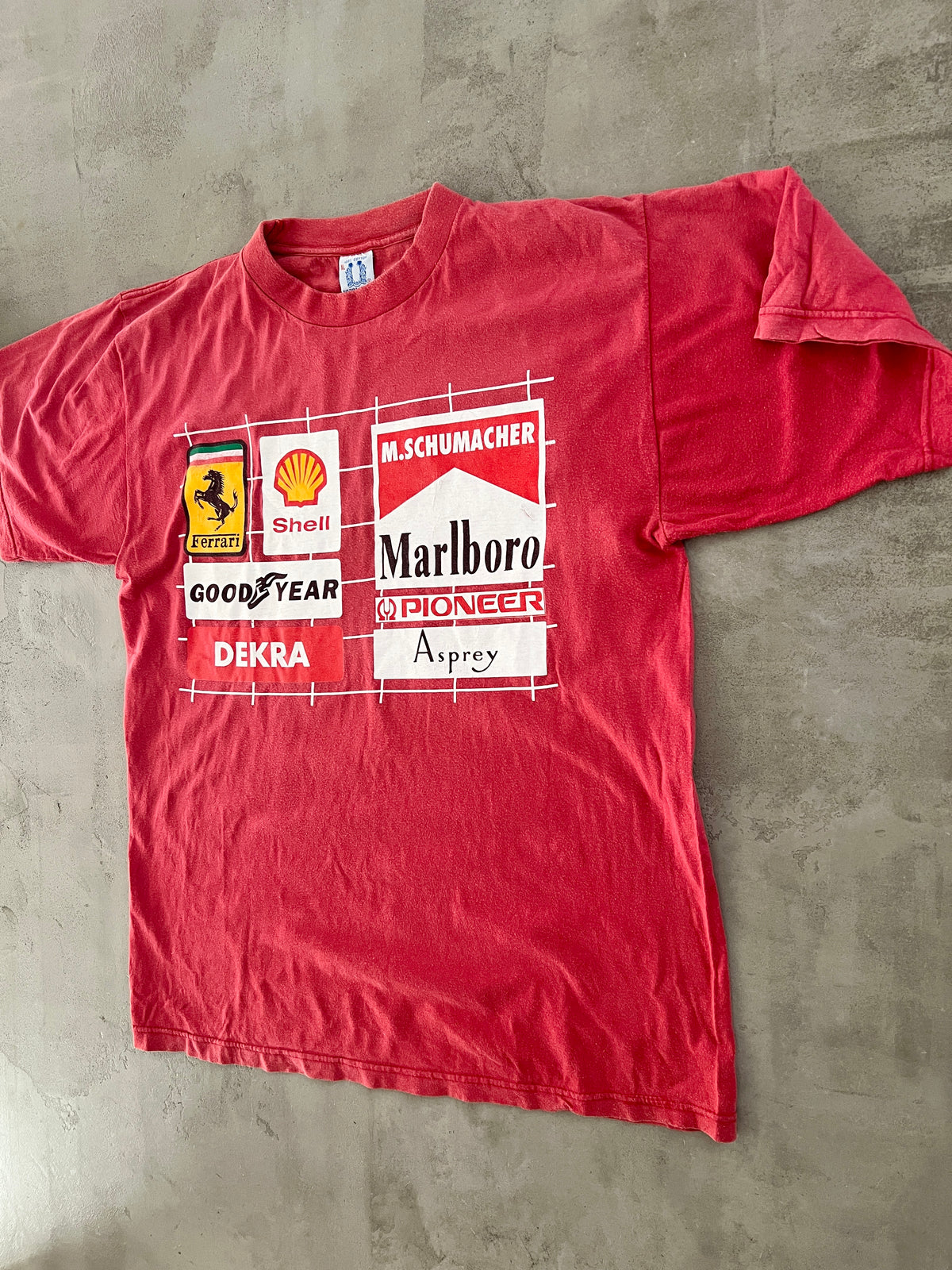RED MARLBORO FERRARI RACING TEE - 1990S - XL/L