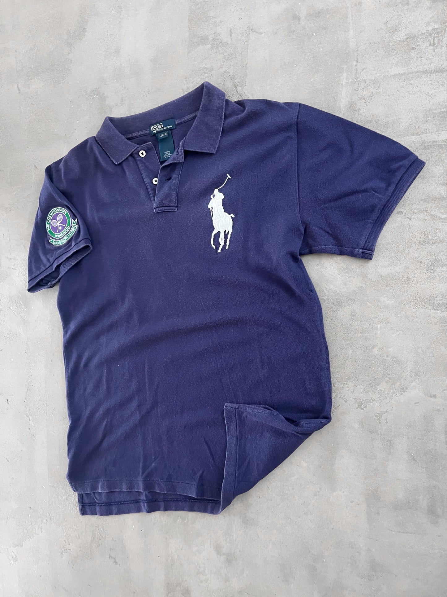 FADED NAVY/PURPLE RALPH LAUREN WIMBLEDON POLO - 2000S - M