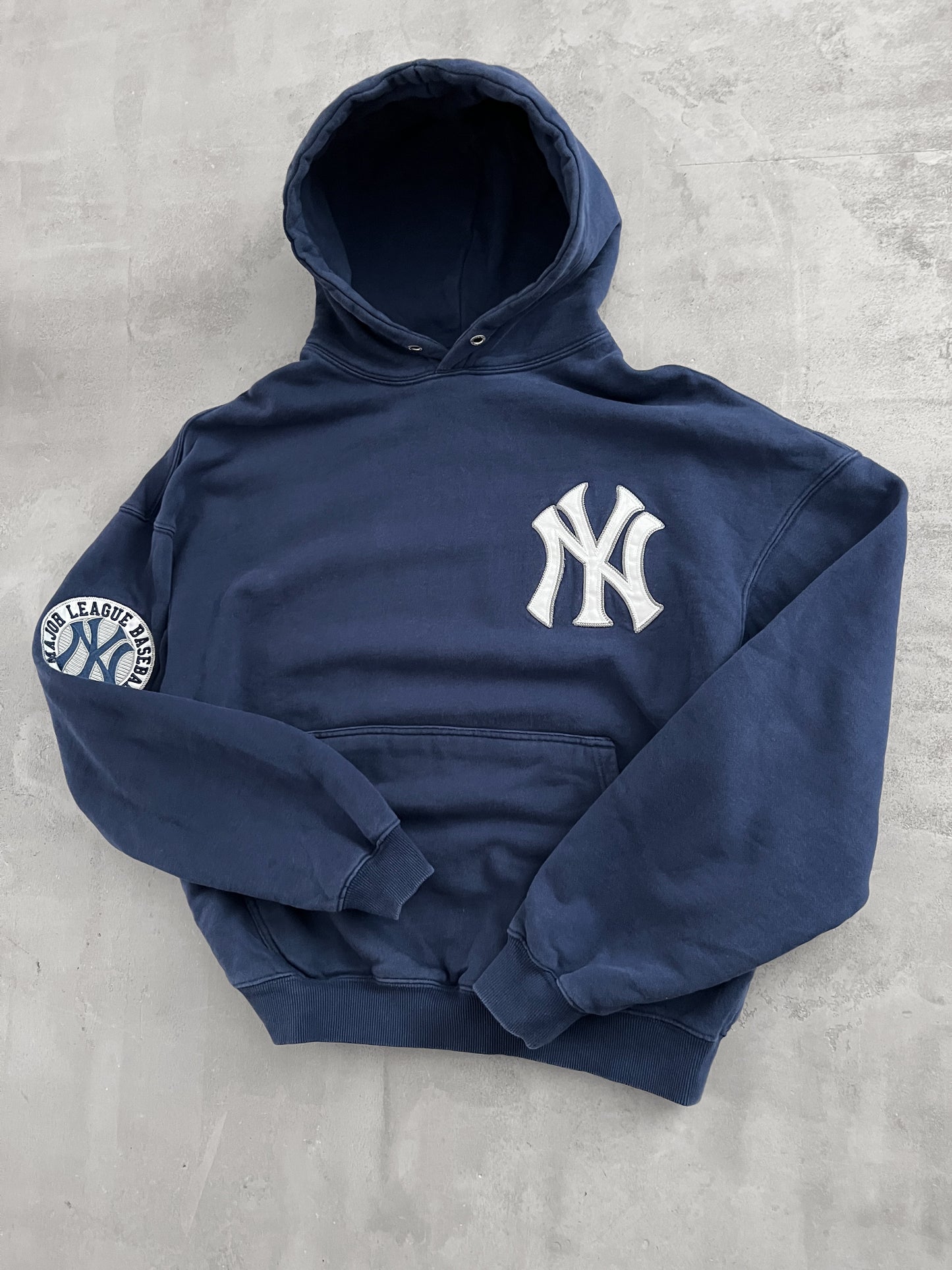 NAVY YANKEES HOODIE - 1990S - M
