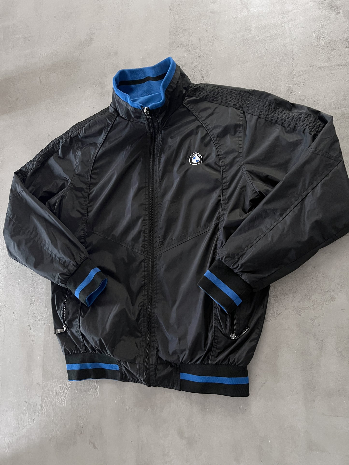 BLACK/BLUE BMW 2 SIDE REVERSIBLE JACKET - 2000S - M/S