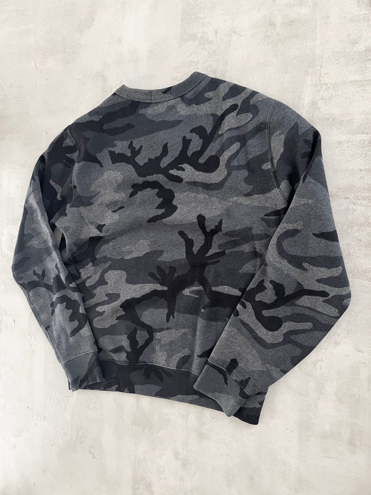 GREY RALPH LAUREN CAMO SWEATER - 2000S - M
