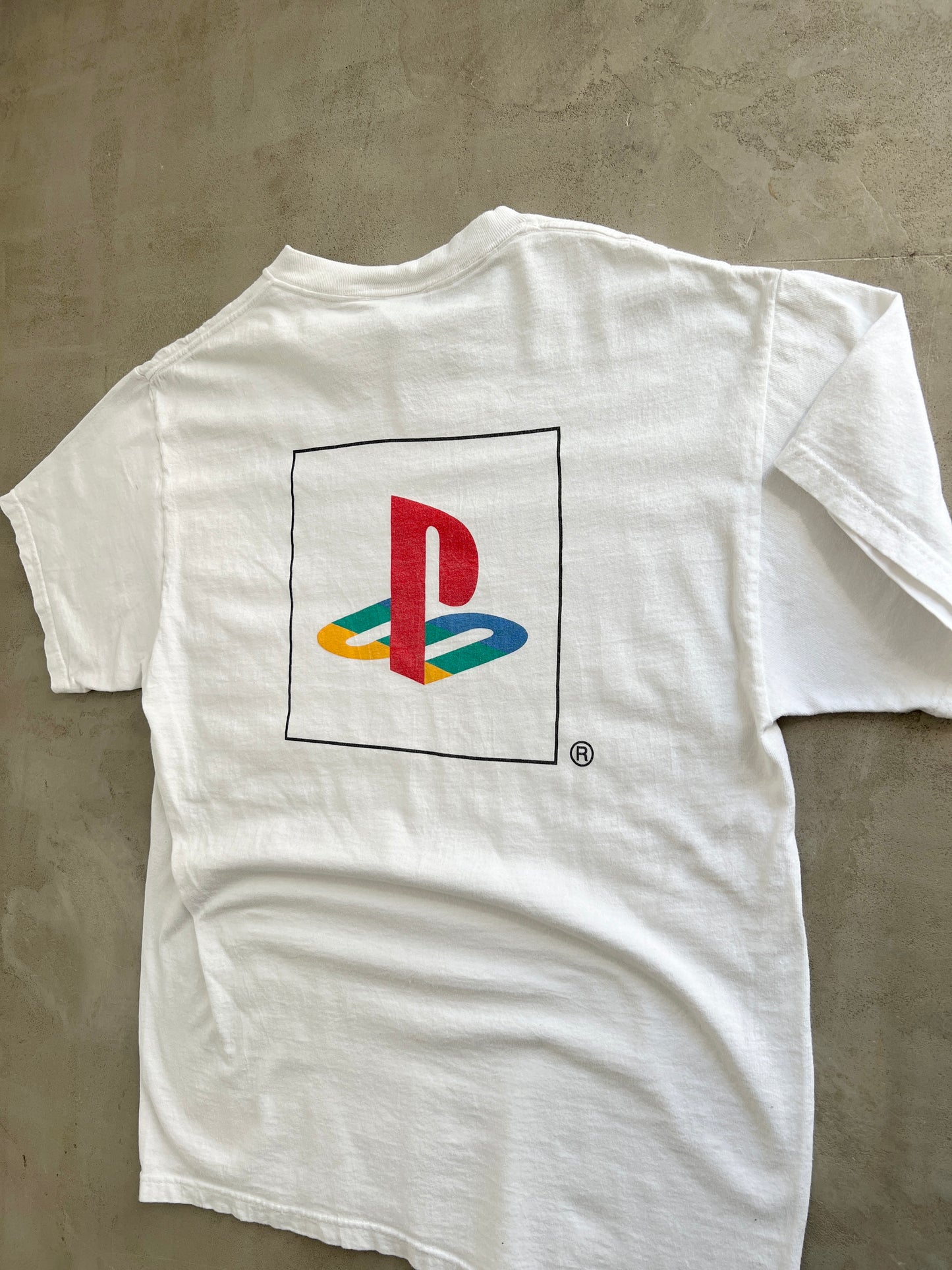 WHITE PLAYSTATION PROMO TEE - 1990S - L