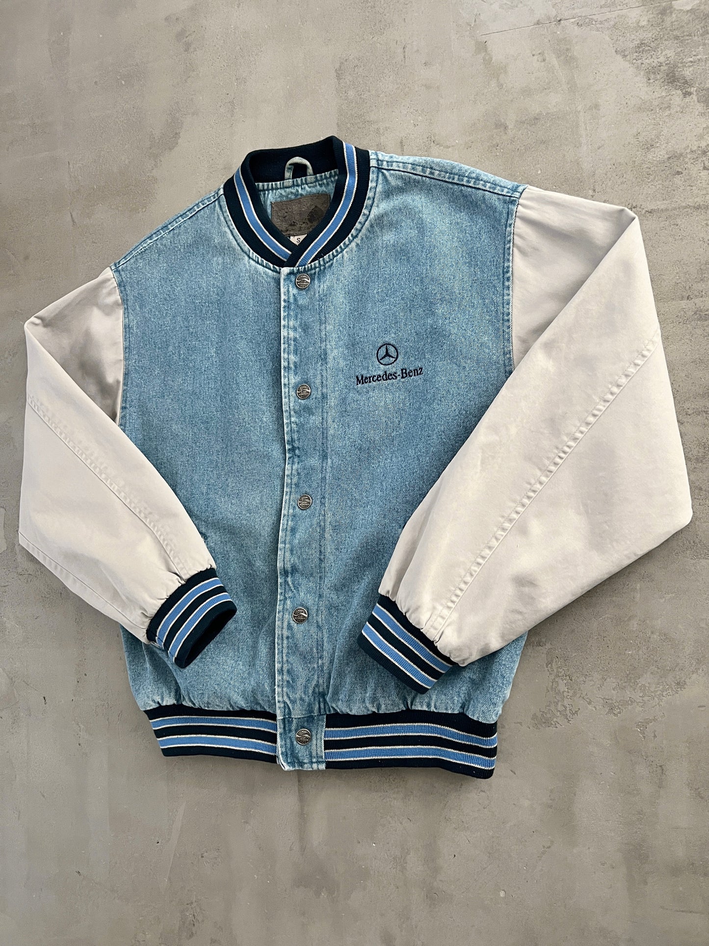 JEANS BLUE MERCEDES BENZ JACKET - 1990S - S/M