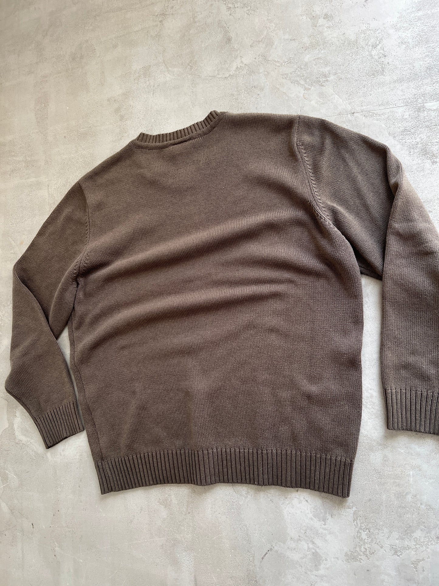 BROWN LACOSTE KNIT SWEATER - 2000S - L