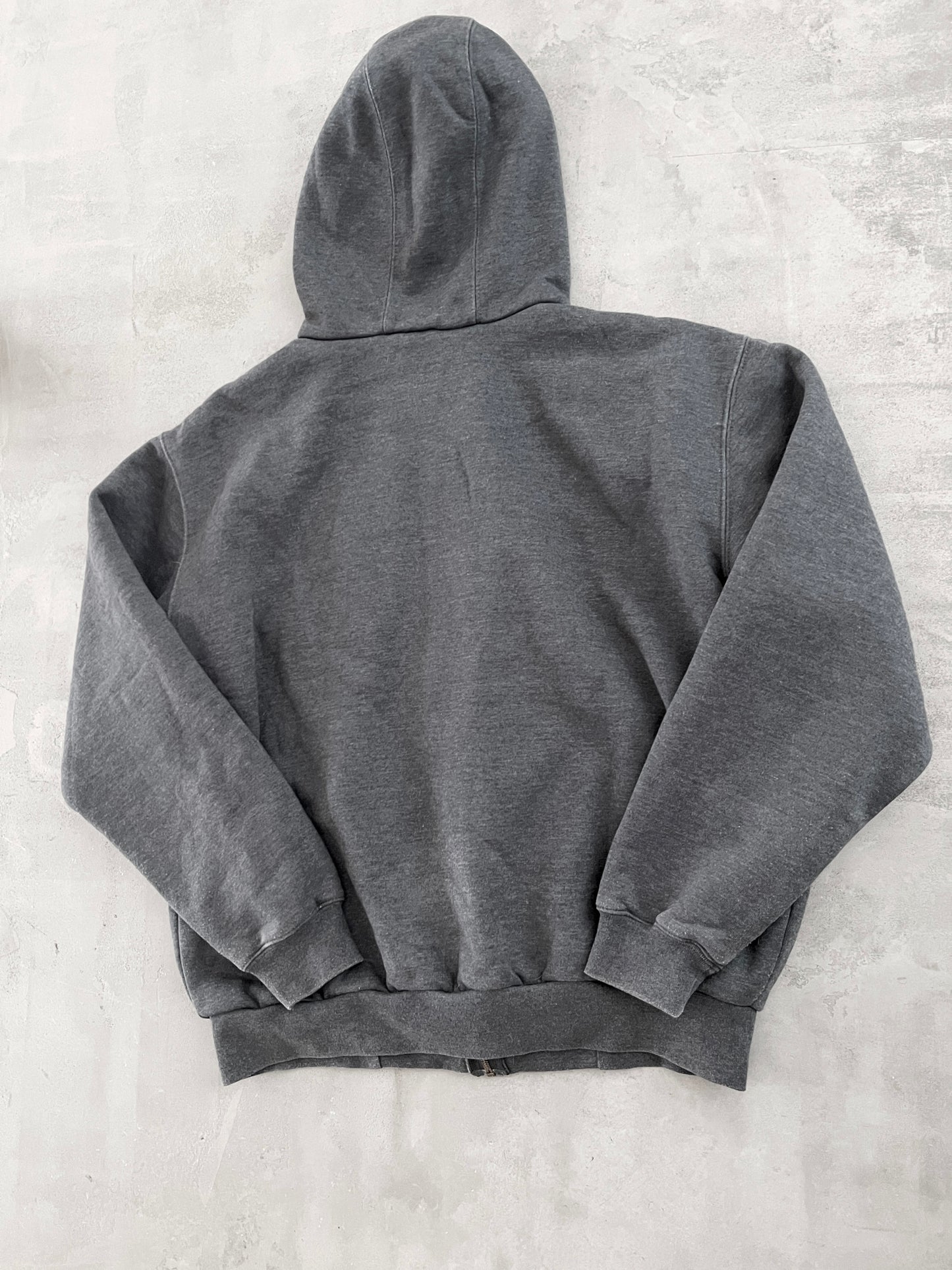 GREY CARHARTT ZIP UP HOODIE - 1990S - L/M