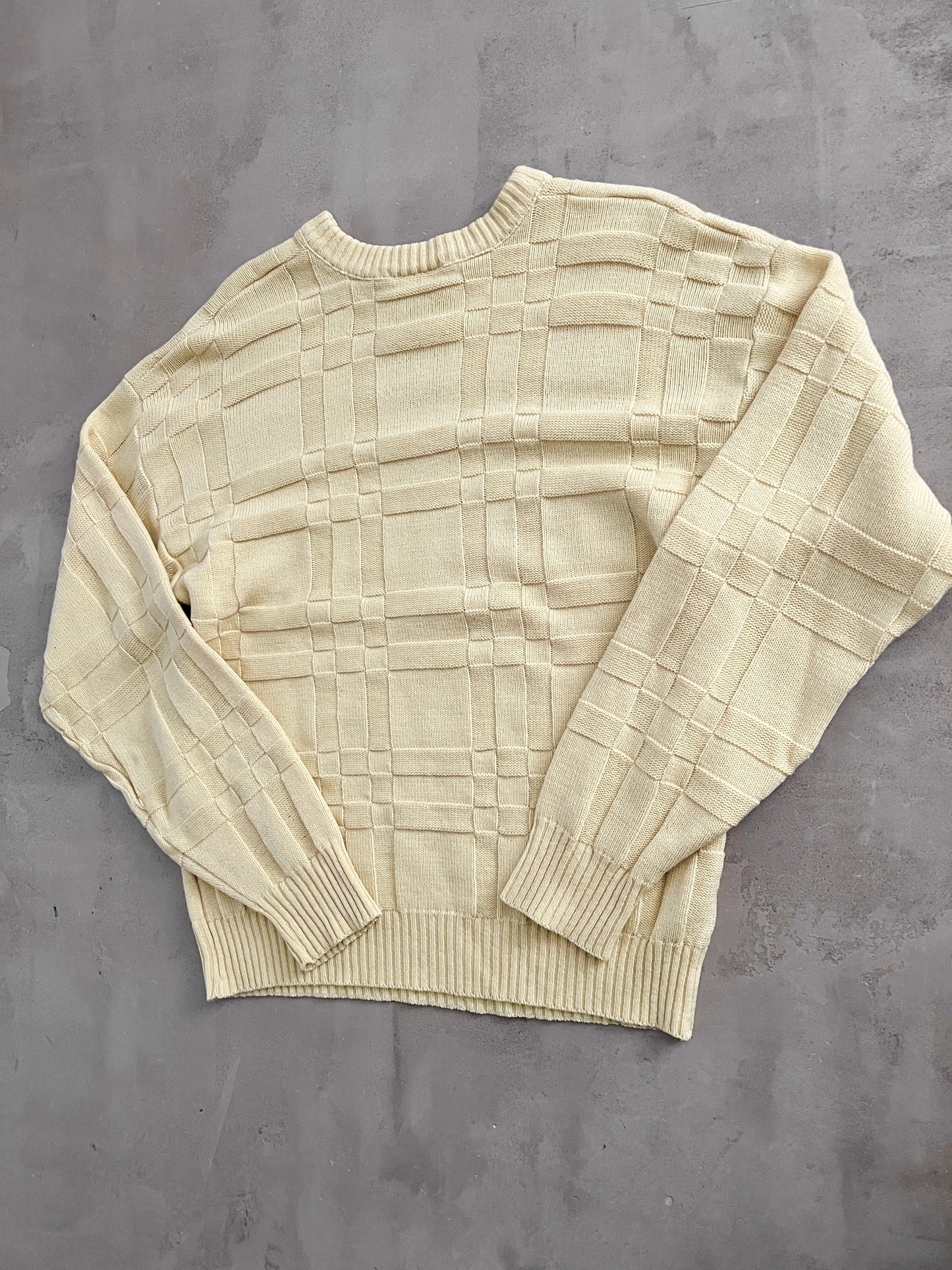 YELLOW LACOSTE KNIT SWEATER - 1990S - M