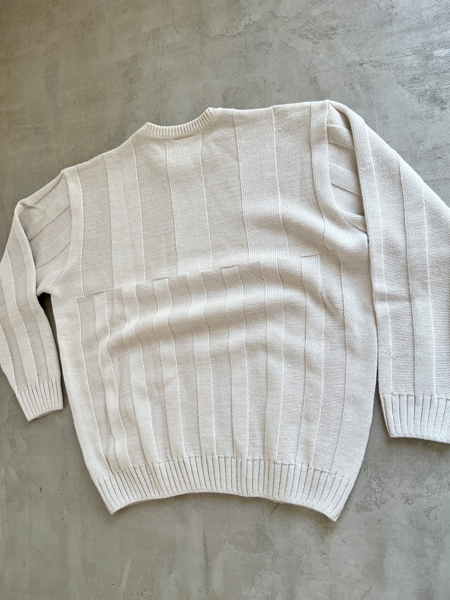 CREME LACOSTE KNIT SWEATER - 2000S - L