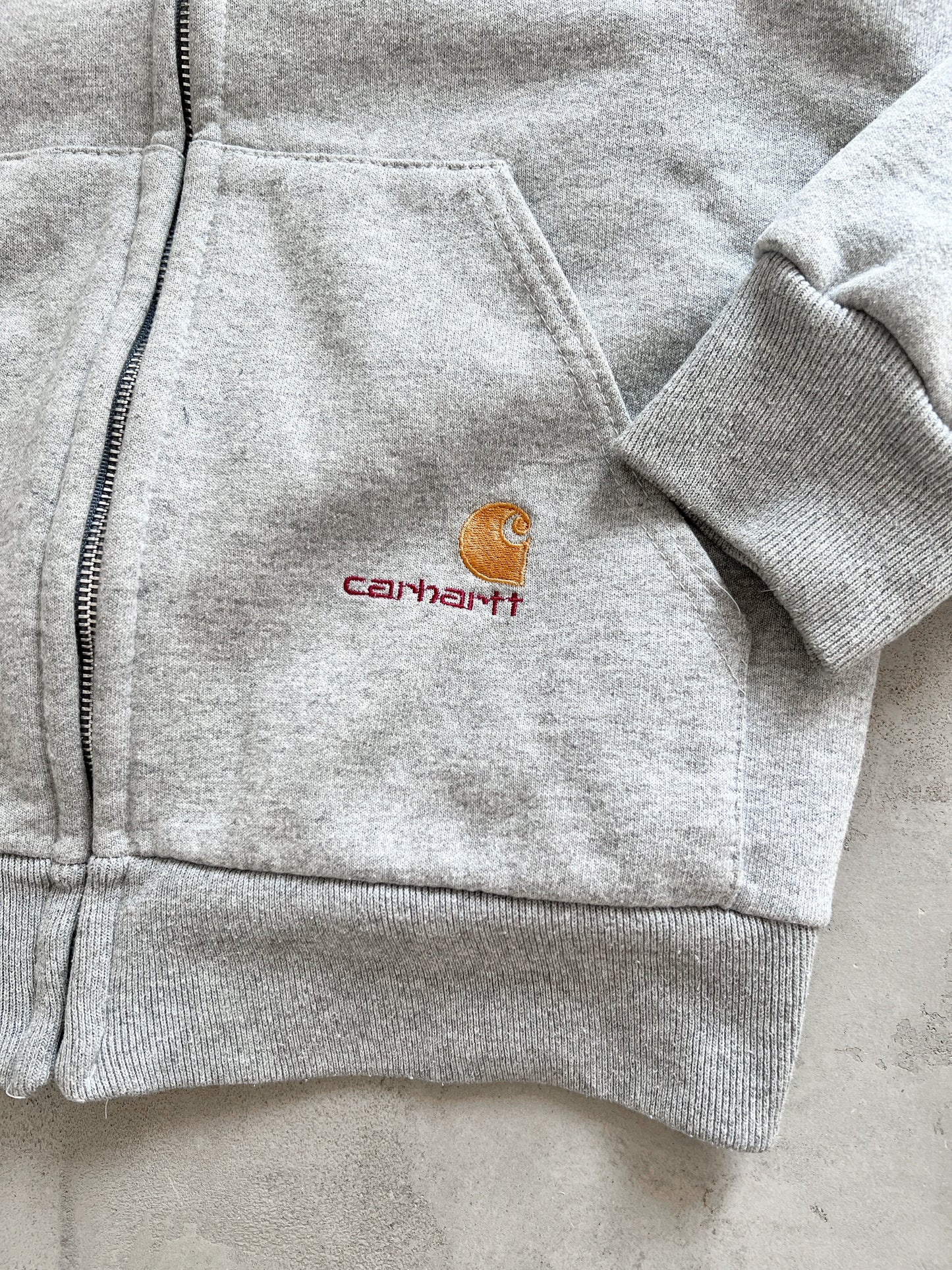 GREY CARHARTT ZIP UP HOODIE - 2000S - XL