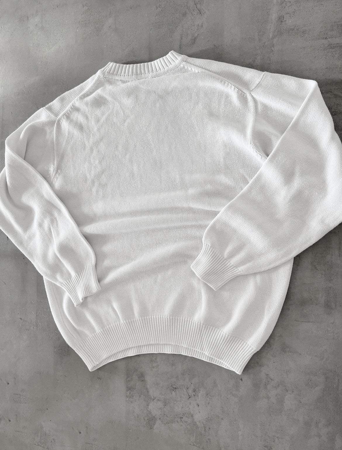 WHITE LACOSTE KNIT SWEATER - 2000S - XL/L