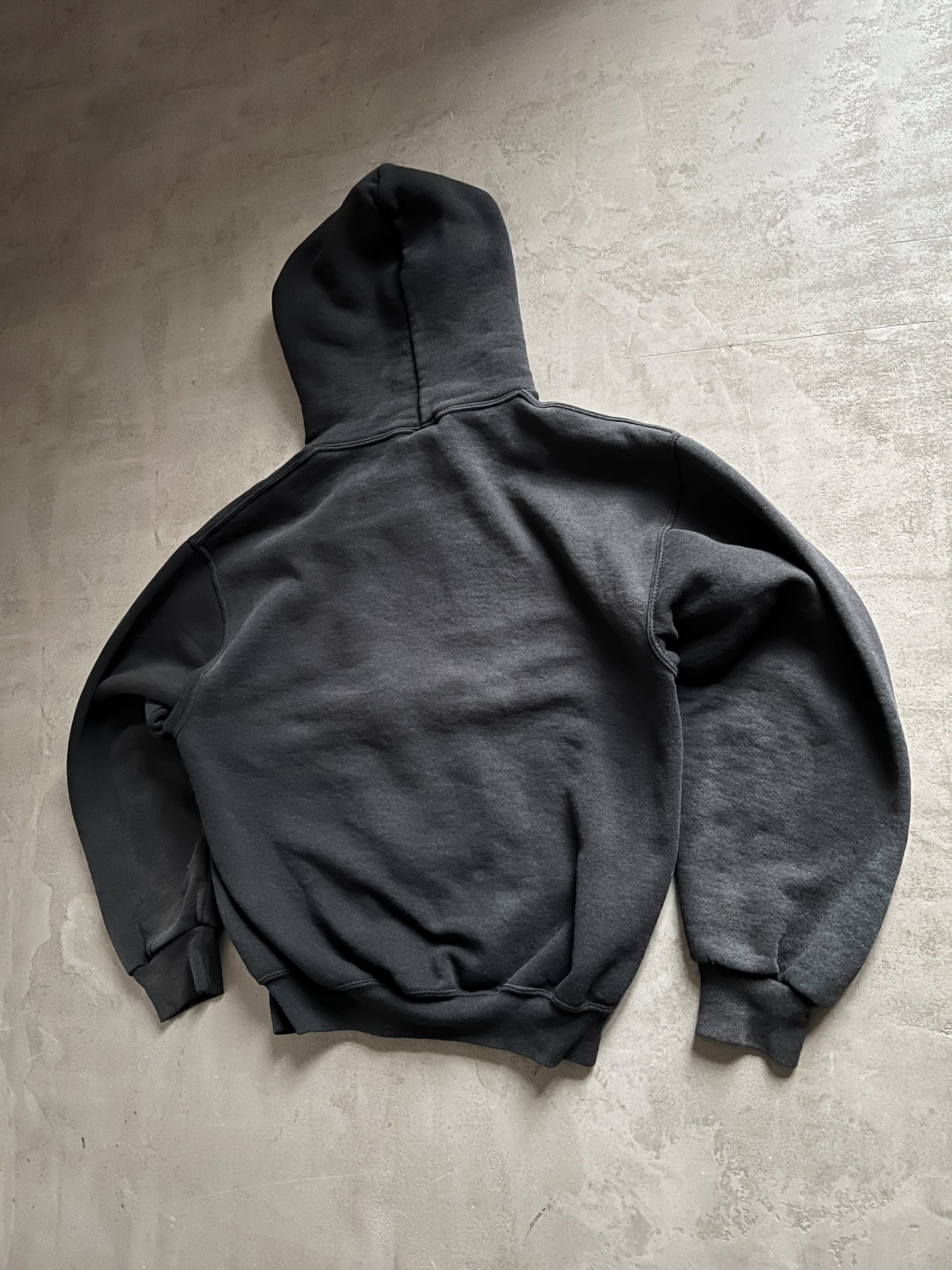 FADED BLACK RUSSELL USC ZIP UP HOODIE - 1990S - S