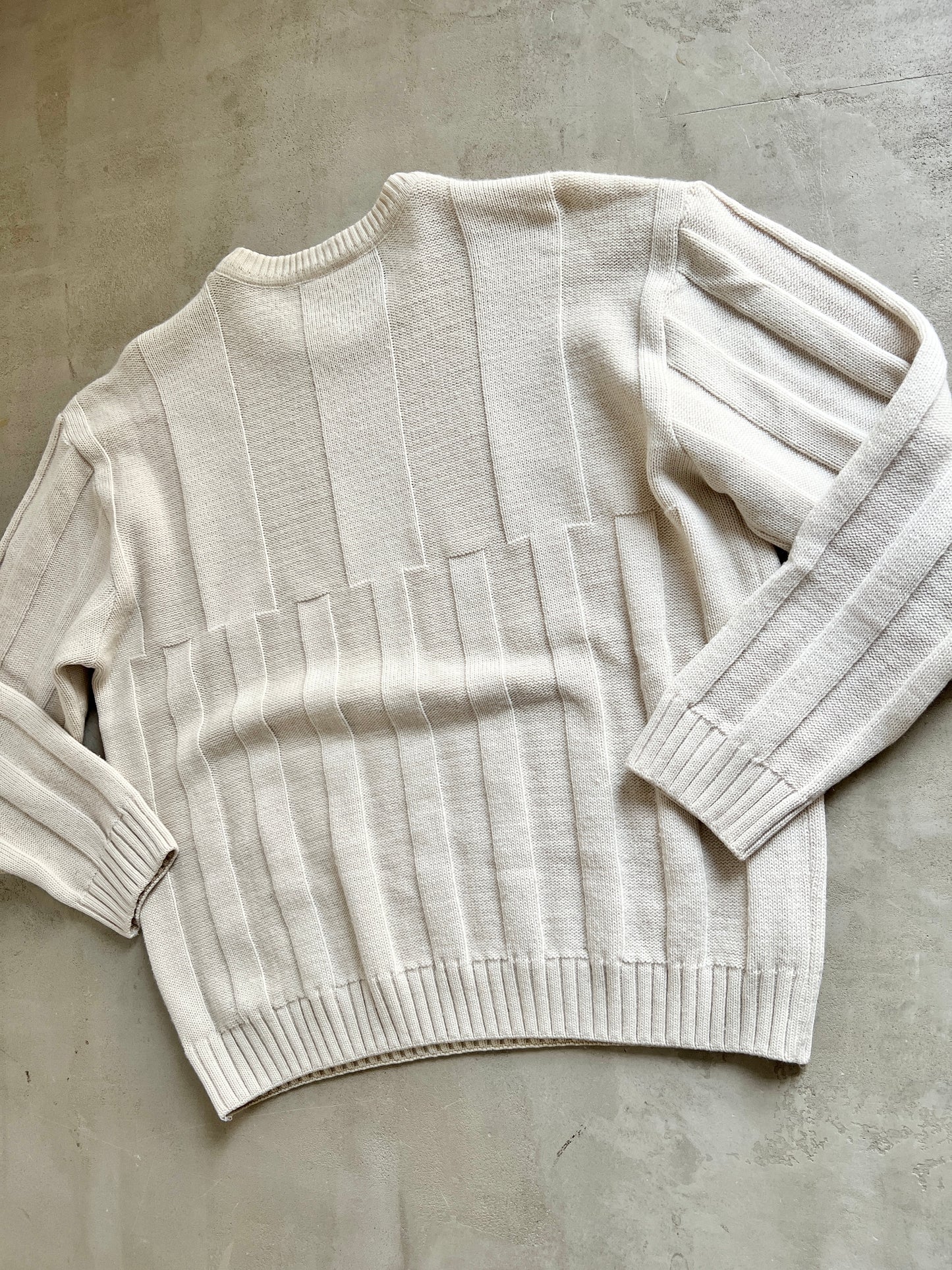 CREME LACOSTE KNIT SWEATER - 2000S - M