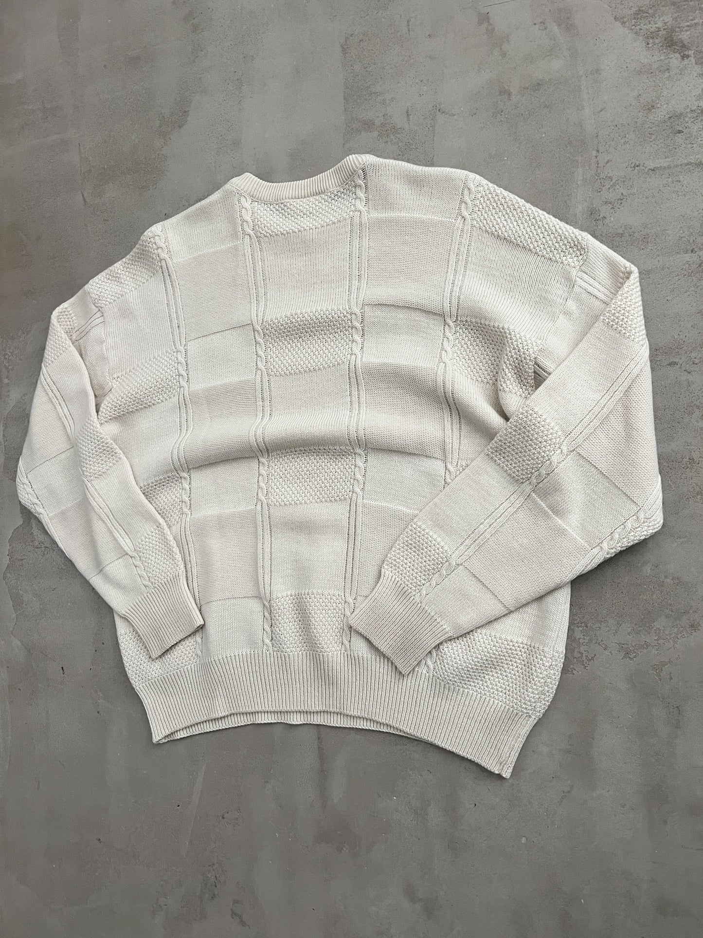 CREME LACOSTE KNIT SWEATER - 1990S - L/M