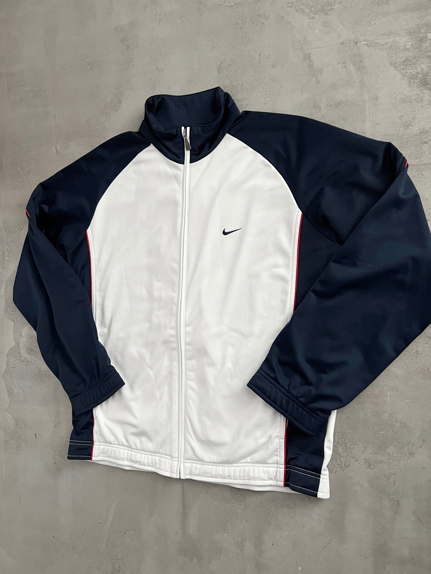 WHITE/NAVY NIKE JACKET - 2000S - M