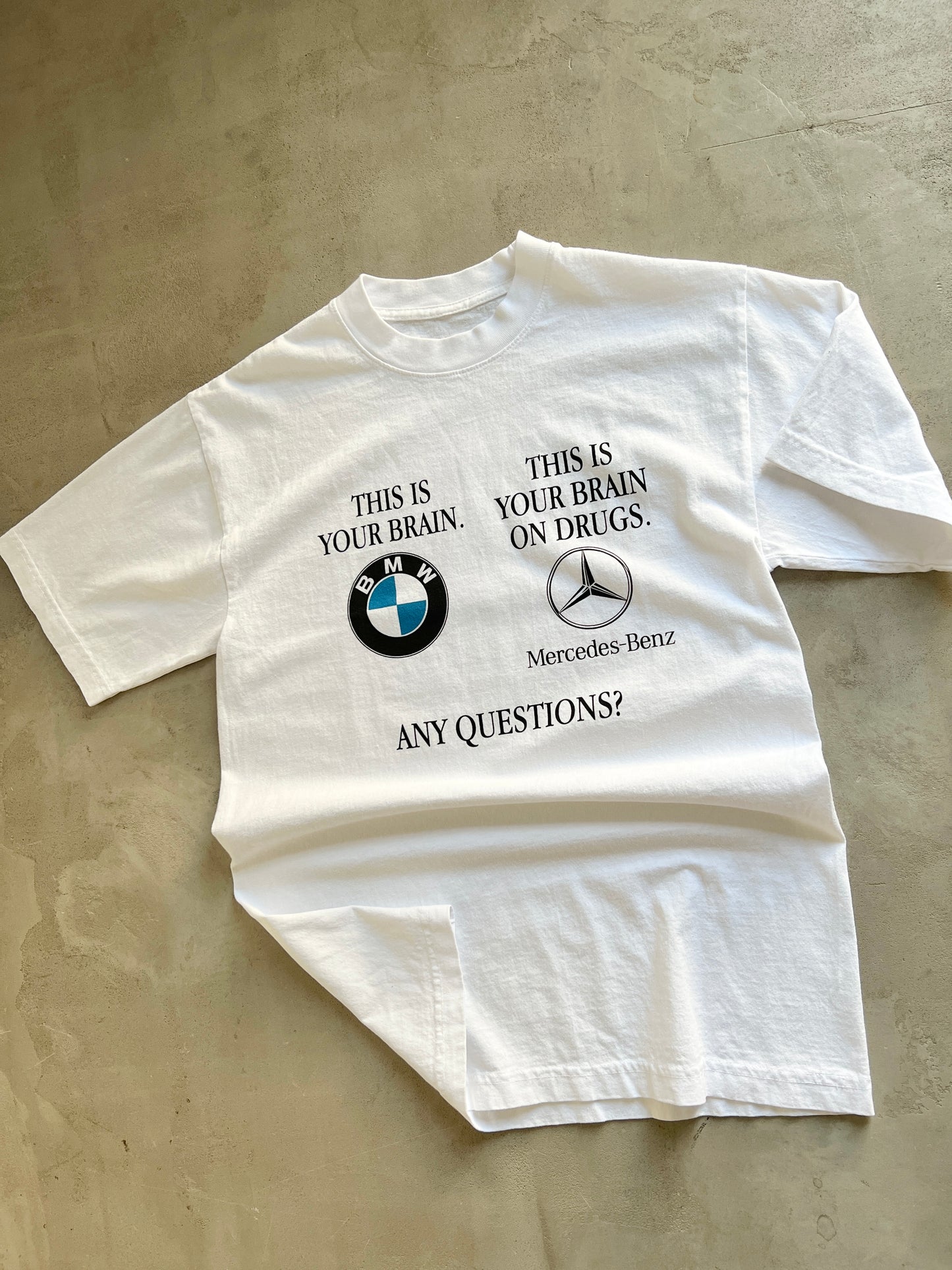 WHITE CARCHIVED MERCEDES X BMW TEE - S