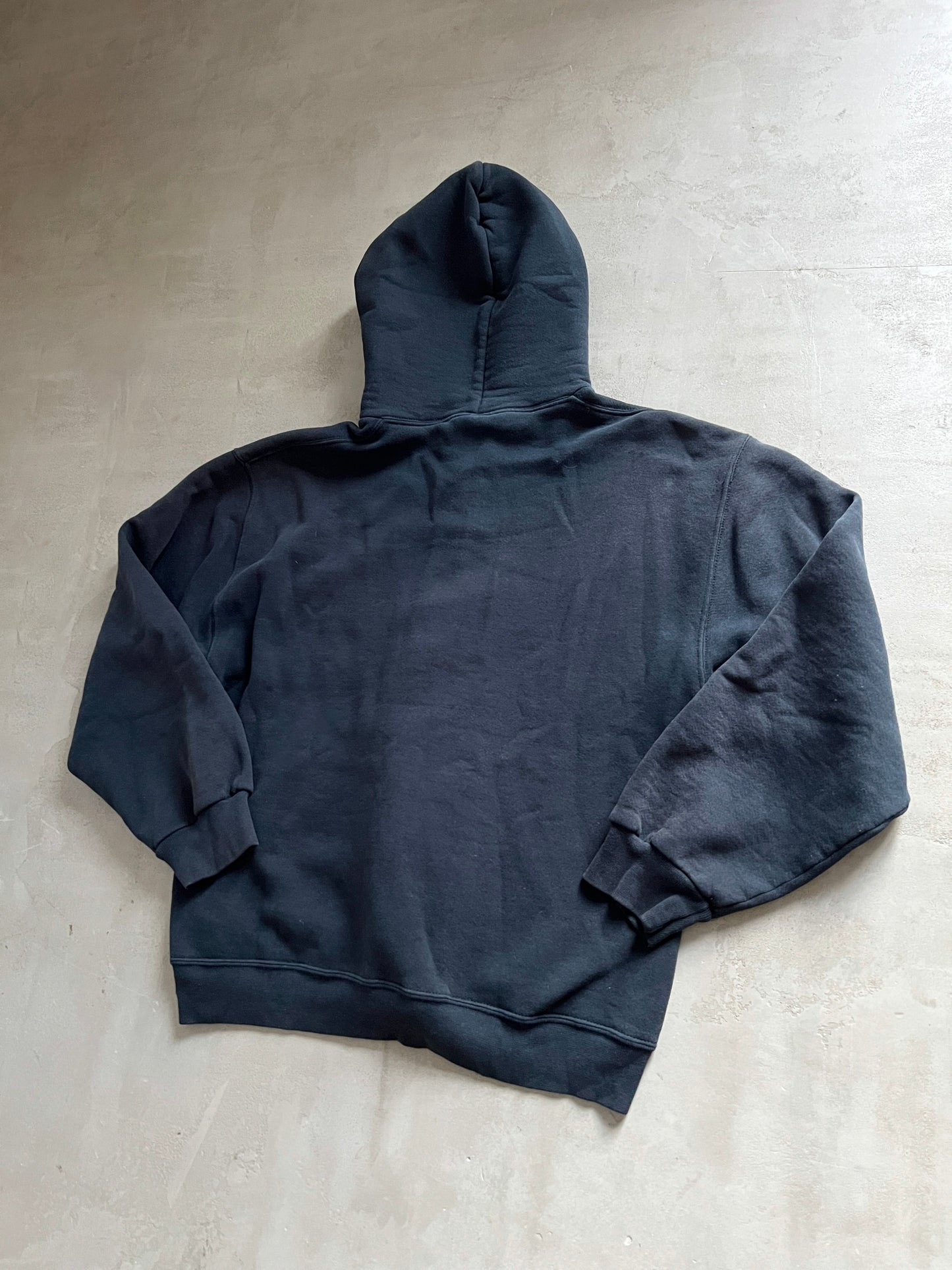 FADED BLACK RUSSELL ATHLETIC ZIP UP HOODIE - 2000S - M