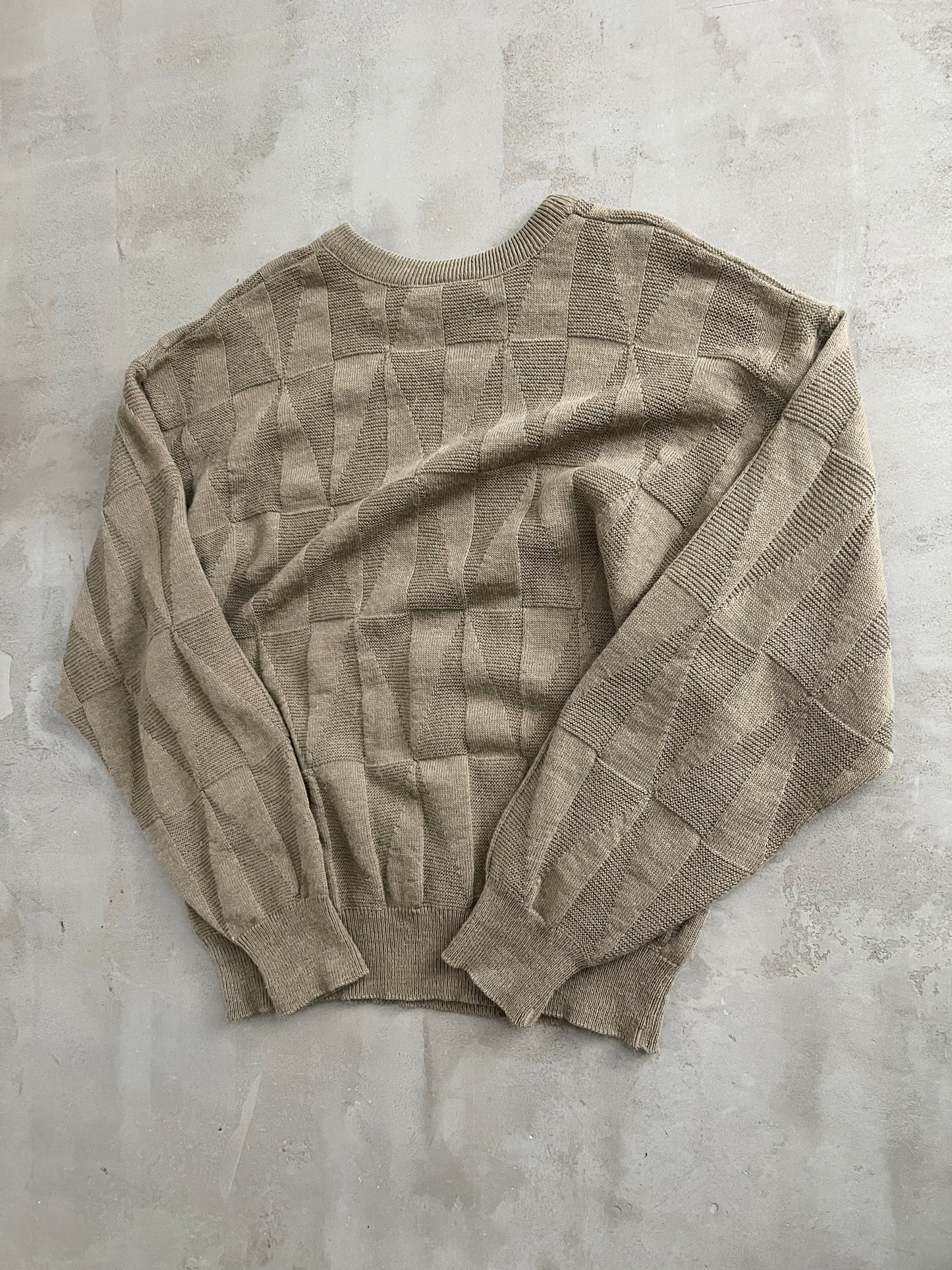 BEIGE LACOSTE KNIT SWEATER - 1990S - L/M