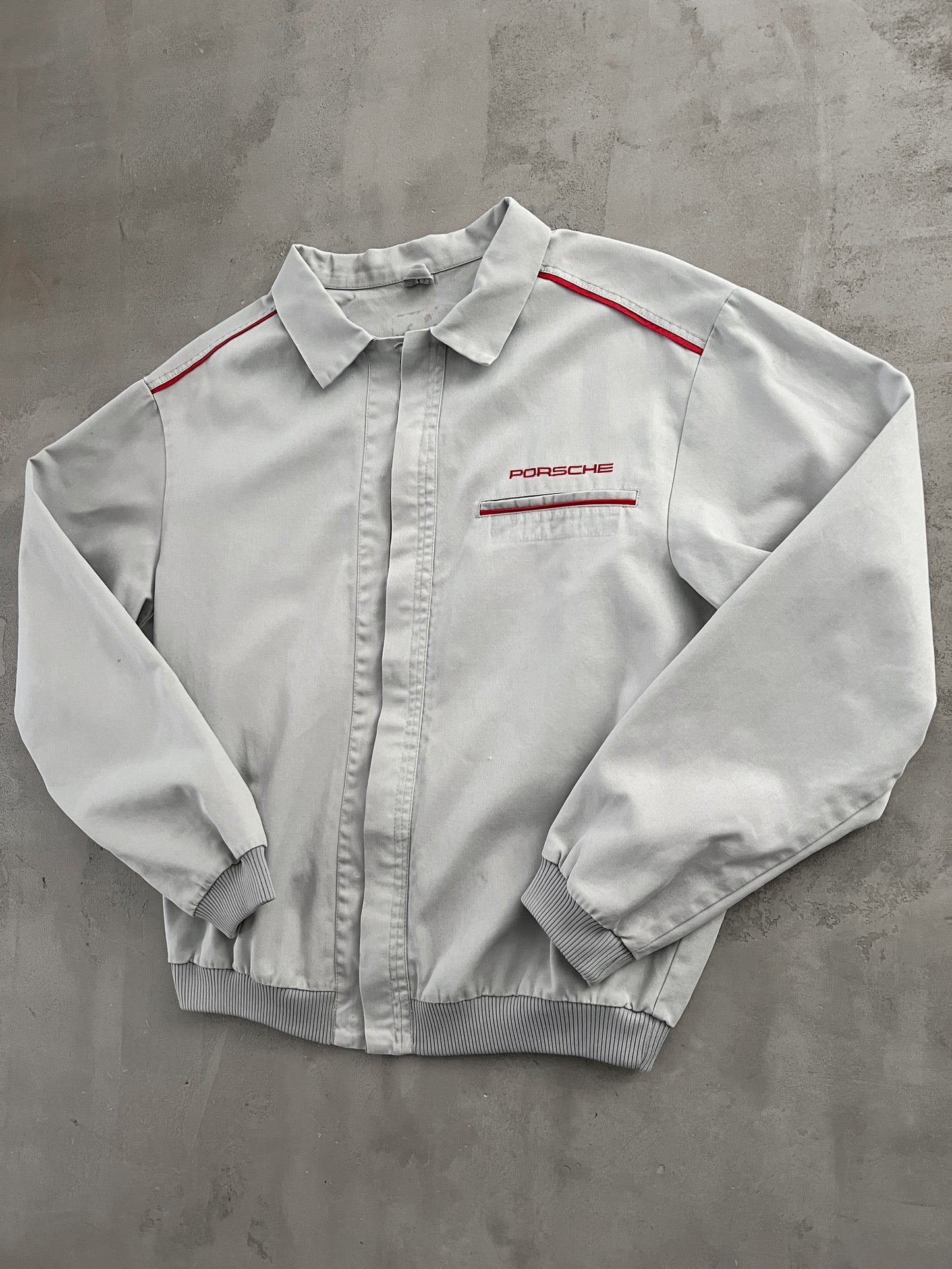 GREY PORSCHE JACKET - 1990S - M
