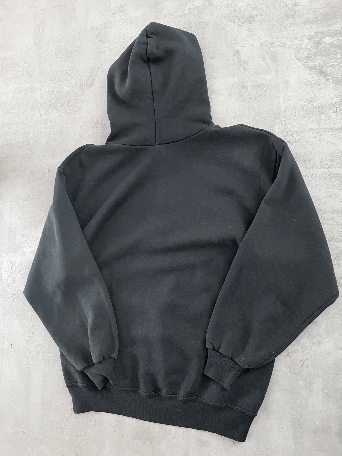 FADED BLACK APPLE HOODIE - 1990S - M/L