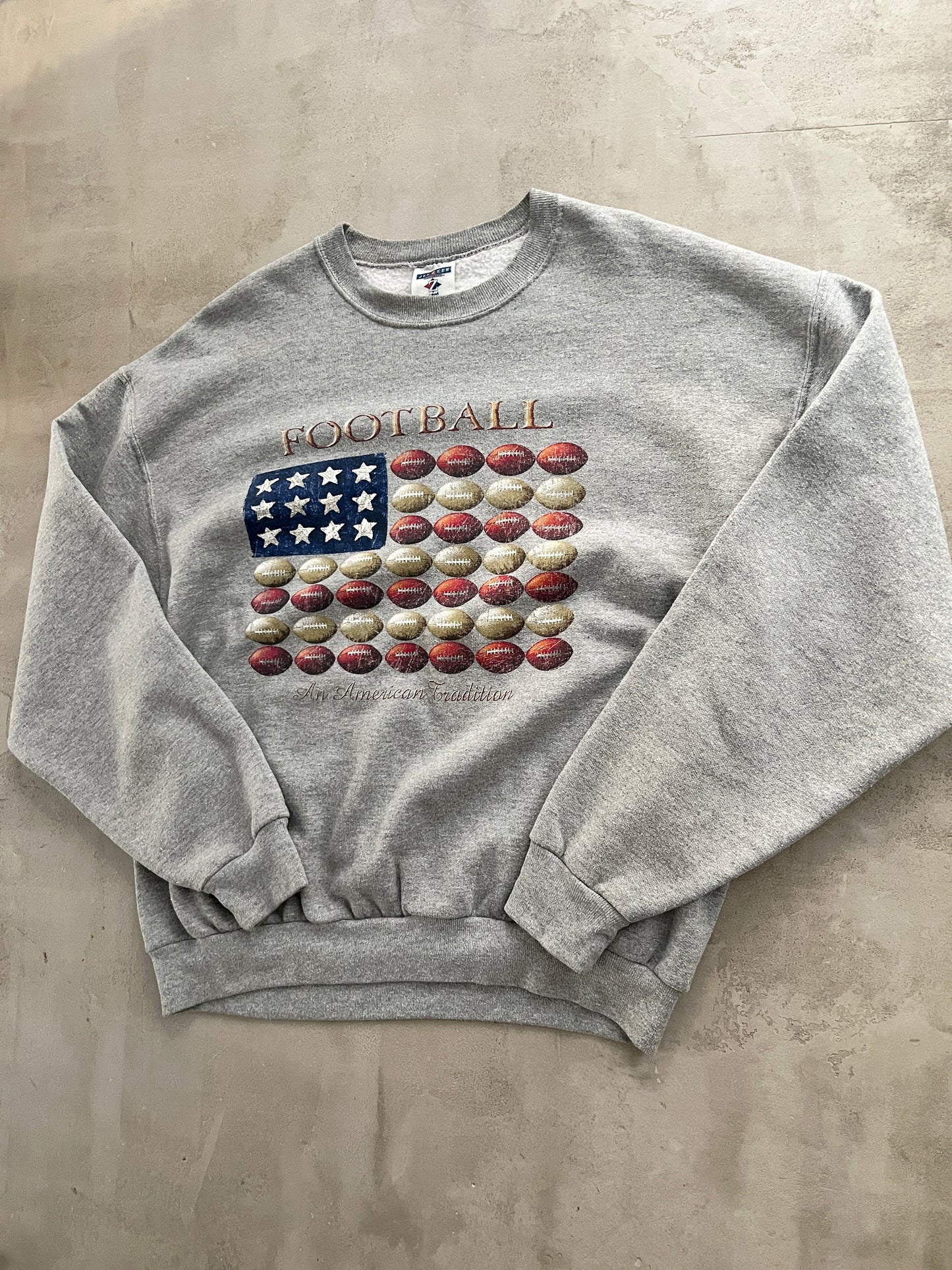 GREY FOOTBALL USA SWEATER - 1990S - L