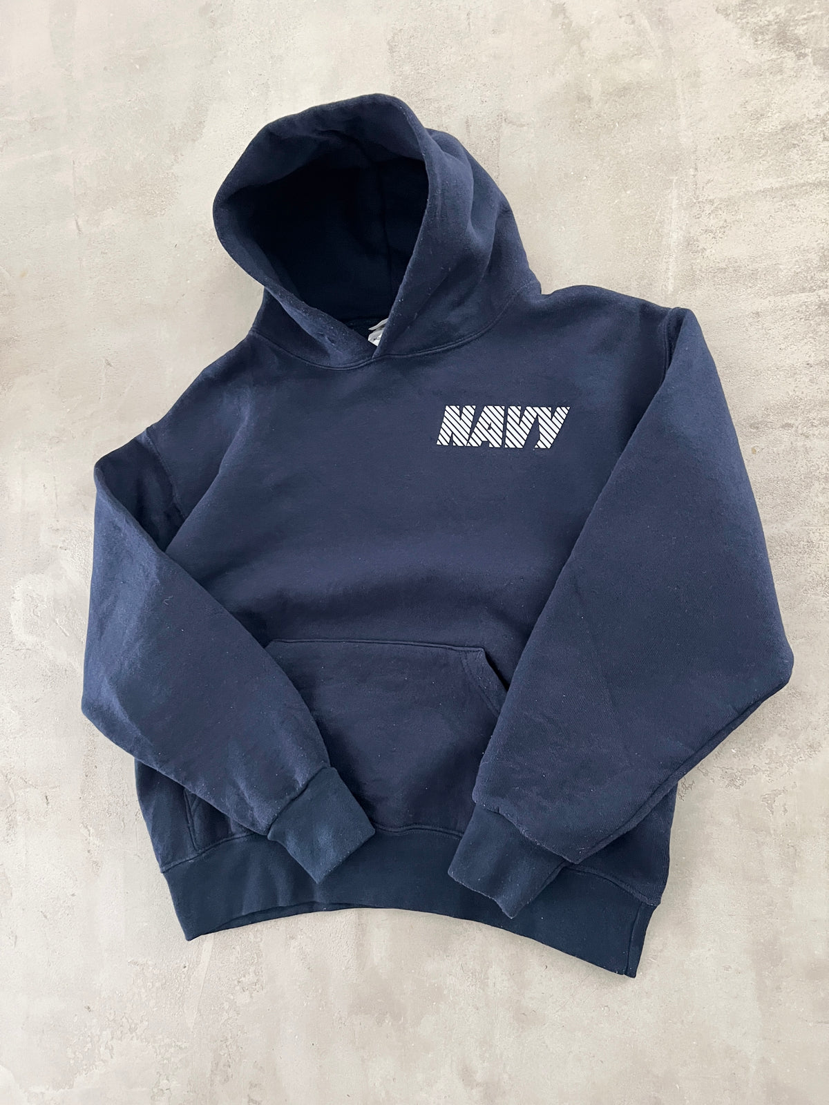 NAVY "NAVY" HOODIE - 2000S - XS